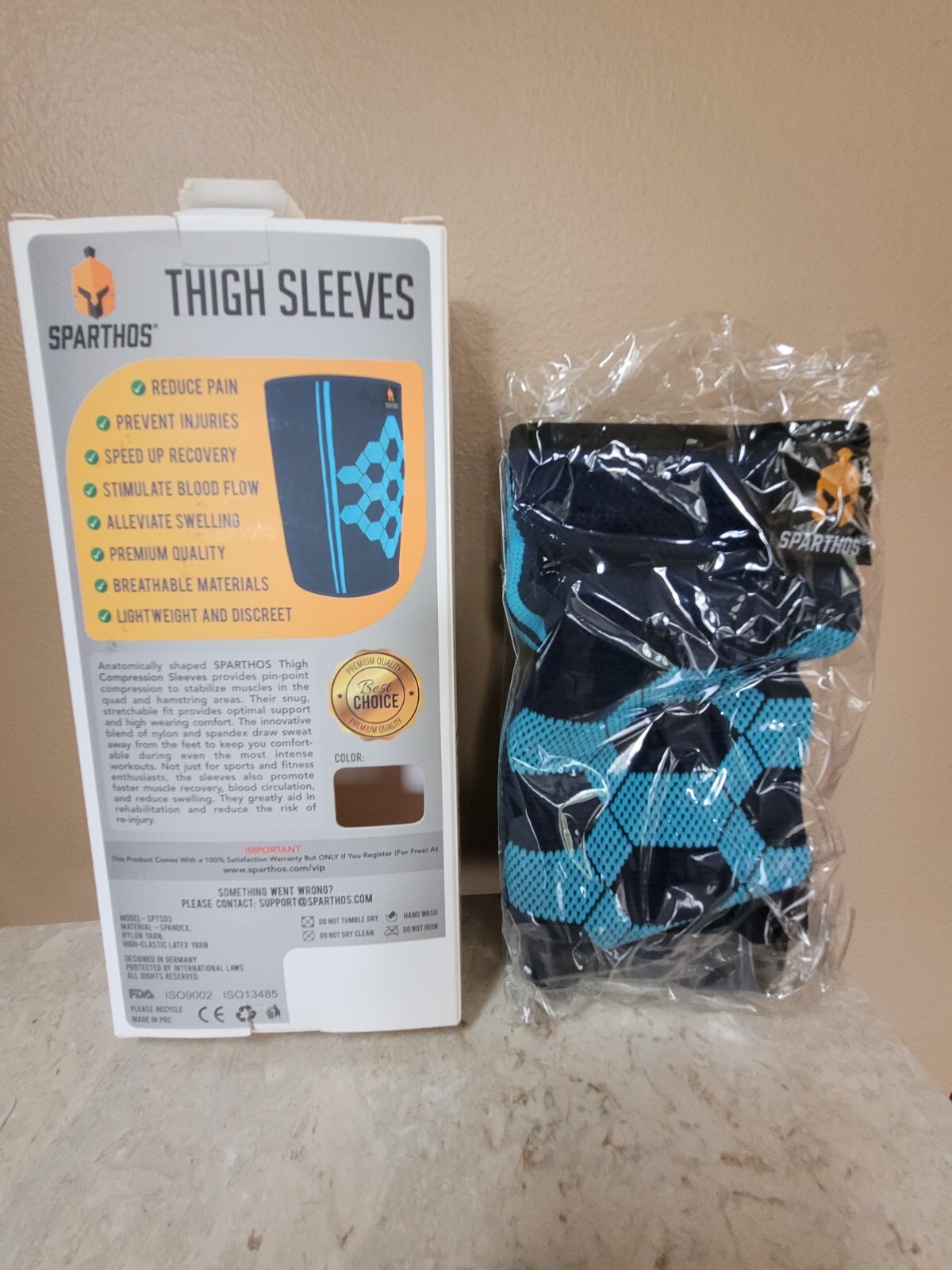 Sparthos Thigh Compression Sleeves (Pair) Blue XL New