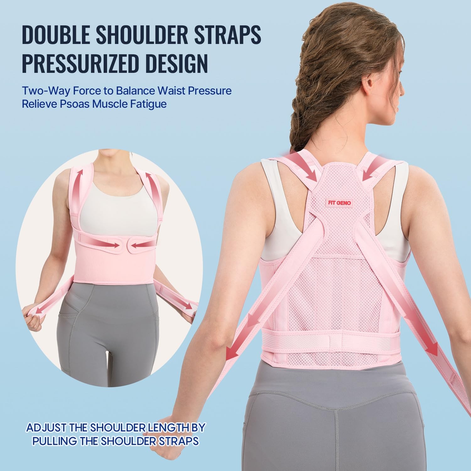 Fit Geno Back Brace Posture Corrector for Women, Shoulder Medium