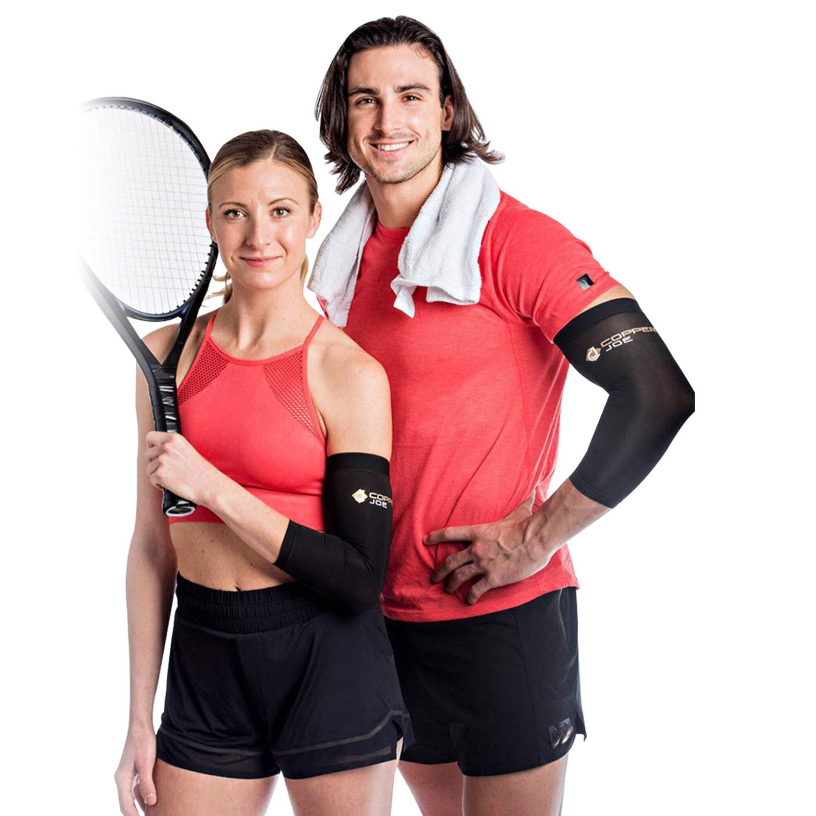 2 Pack Copper Joe Elbow Compression Sleeve Brace Arthritis Tennis Men and Women