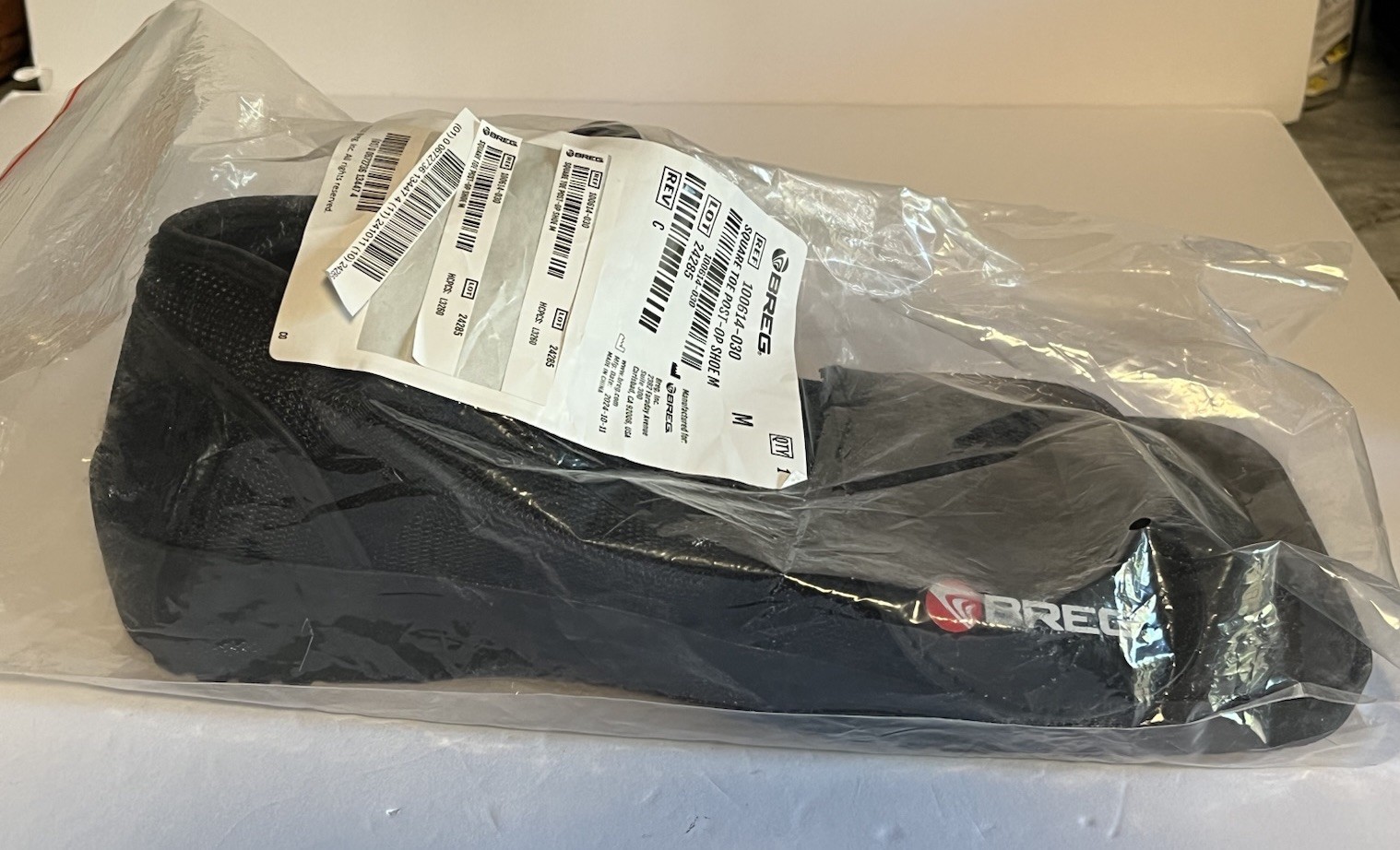 Breg Post-Op Foot Shoe Adult Medium Unisex Black Square Toe Adjustable New NIP