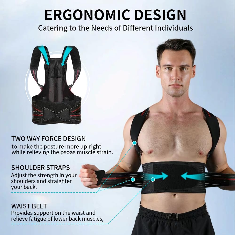 CALVINER Posture Corrector for Women and men Adjustable Back Brace Large
