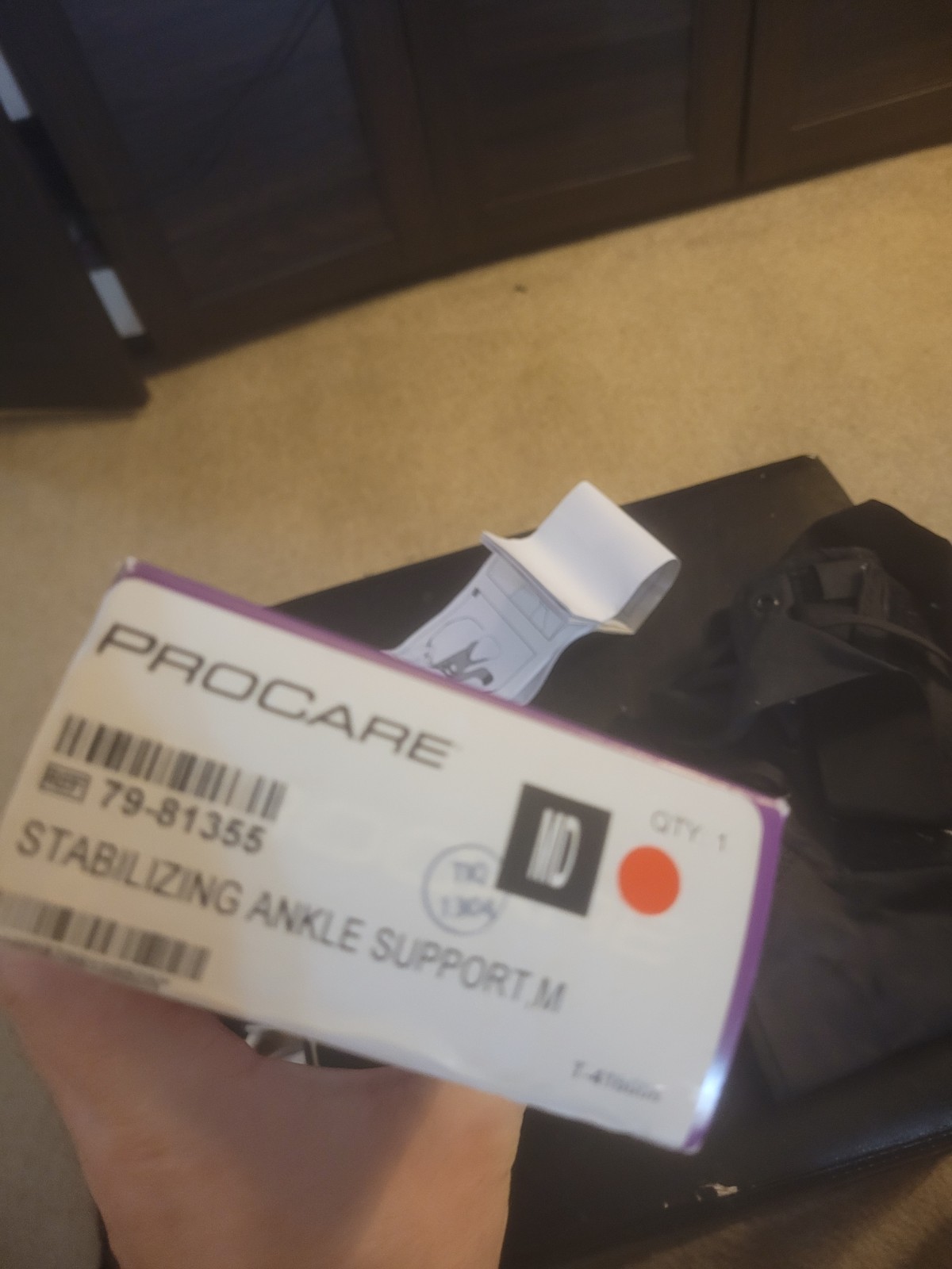 Procare Stabilizing Ankle Support Brace M Medium Black, Right or Left #79-81355