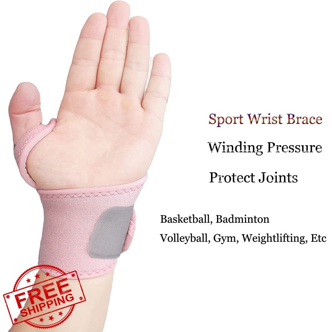 YUNYILAN 2pk Pink Wrist Brace Carpal Tunnel Support Strap