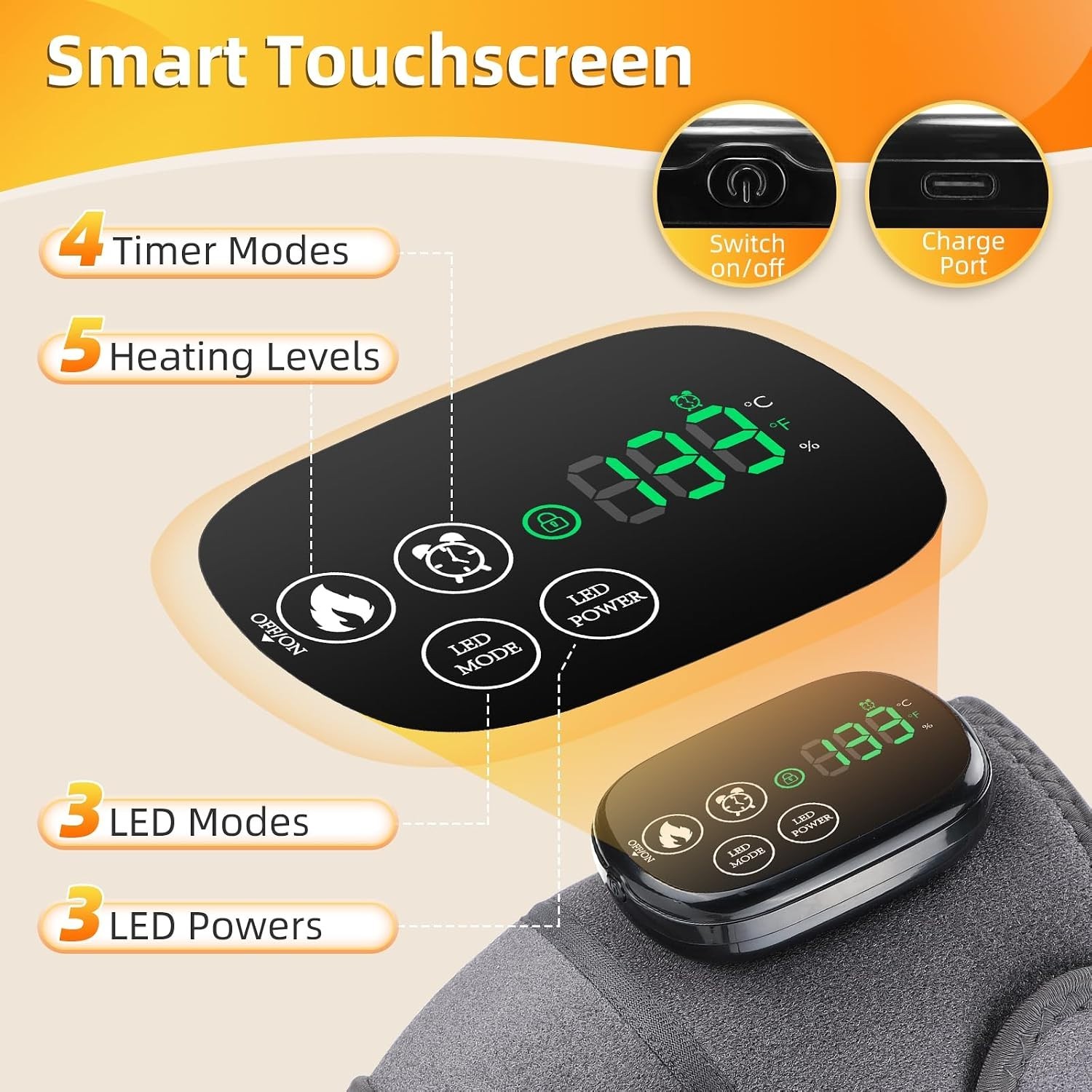 Knee Brace for Pain Relief,660nm&850nm Rechargeable Infrared Knee Devices 3 i…