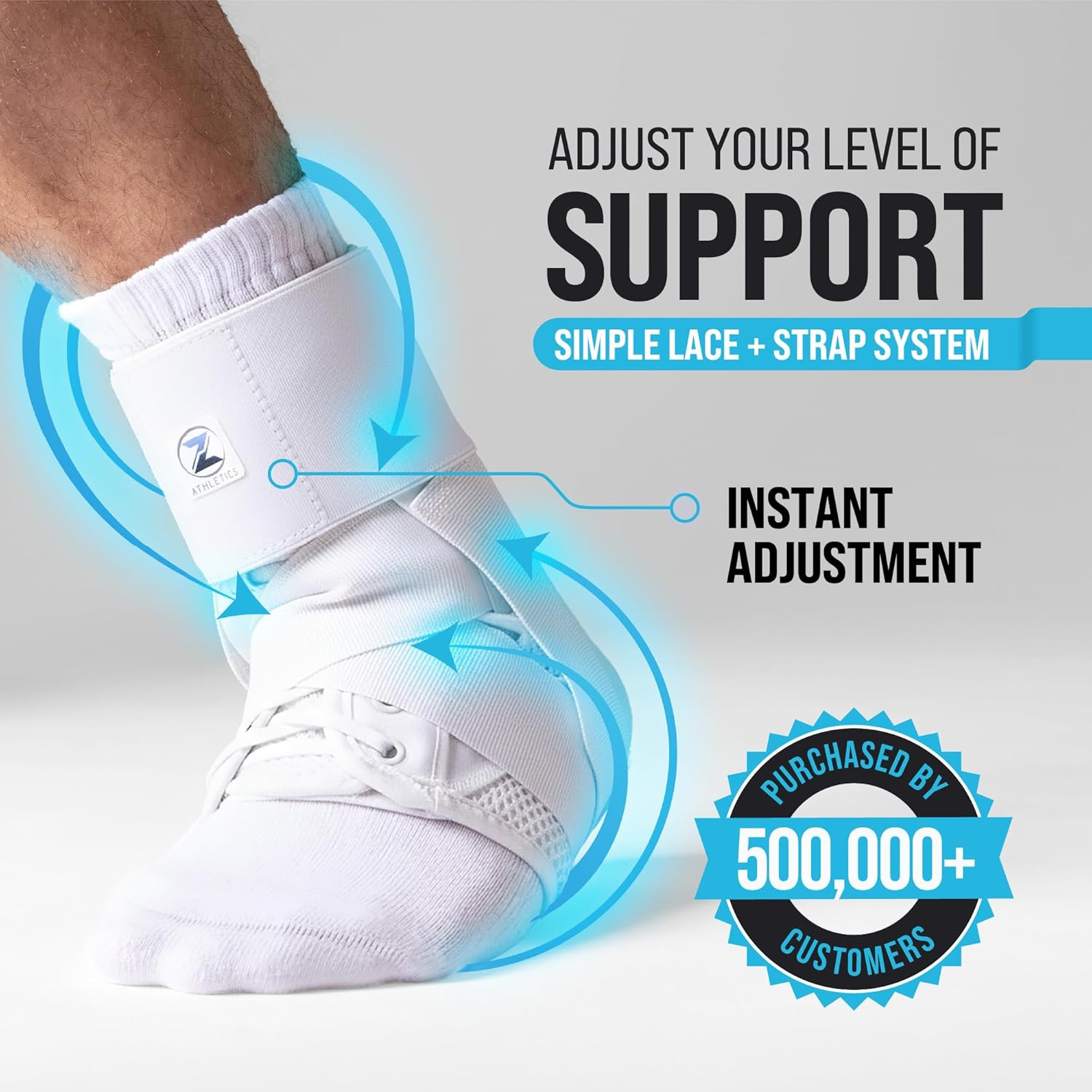 Ankle Brace for Women & Men – Lace up Adjustable Support with Side Stabilizers f