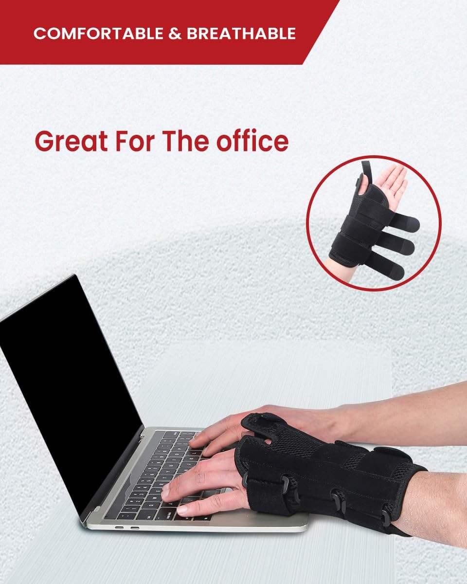 Hurmoya Wrist Brace Thumb Spica Splint Support for Carpal Tunnel, De Medium