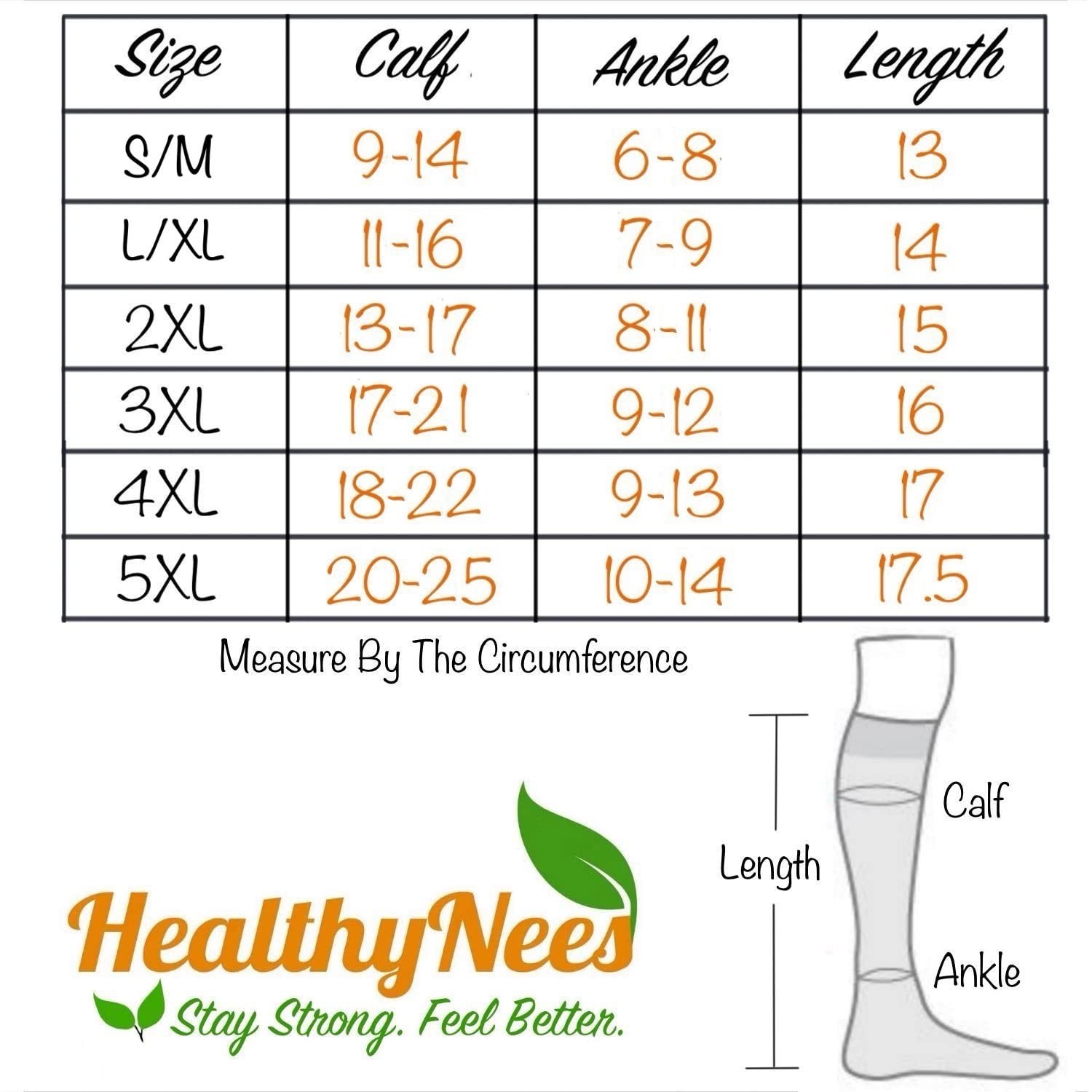 HealthyNees Seniors Care Footless 15-20 mmHg Compression Shin Calf Leg Men Wo…