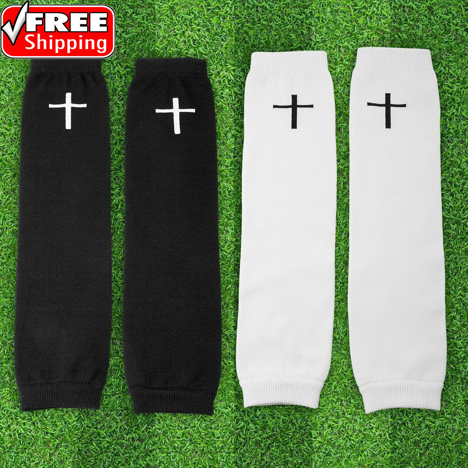 2 Pairs Faith Cross Football Leg Sleeves Scrunch Sports Compression Calf Sleeve