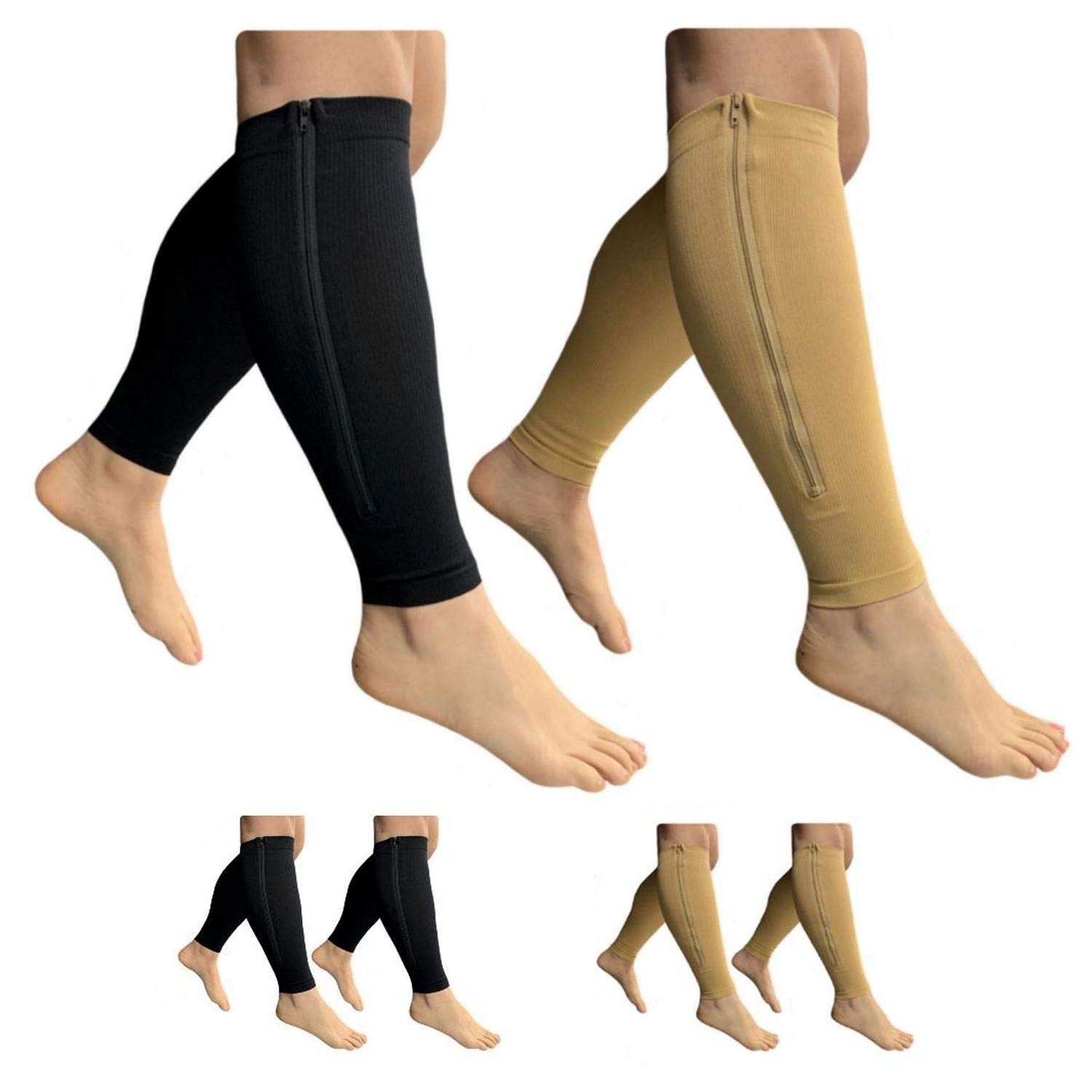 HealthyNees Footless 15-20 mmHg Zipper Compression Leg XX-Large, Mix Combo