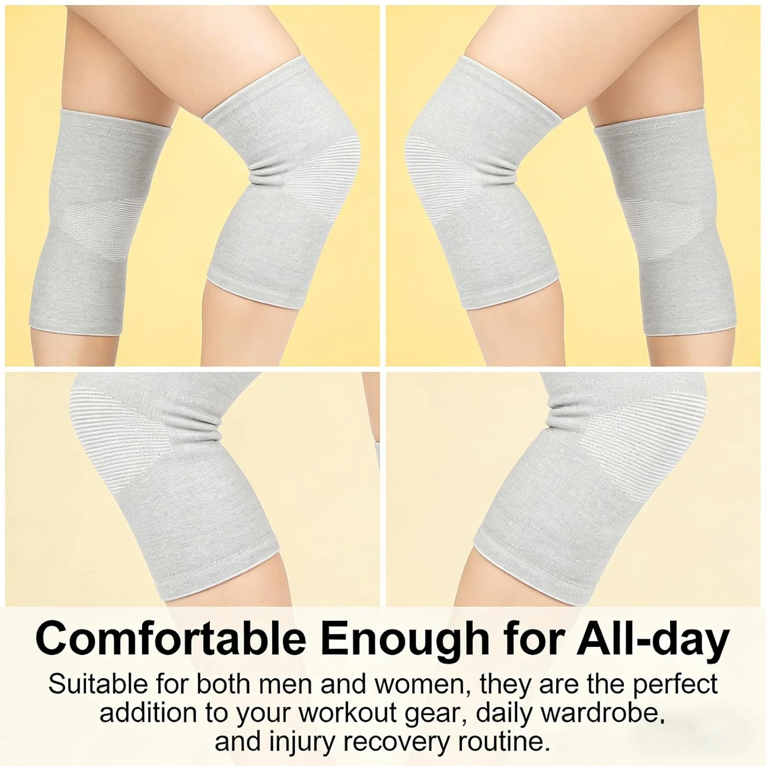 Bamboo Charcoal Compression Knee Sleeve – Elastic Knee Braces for Men & Women –