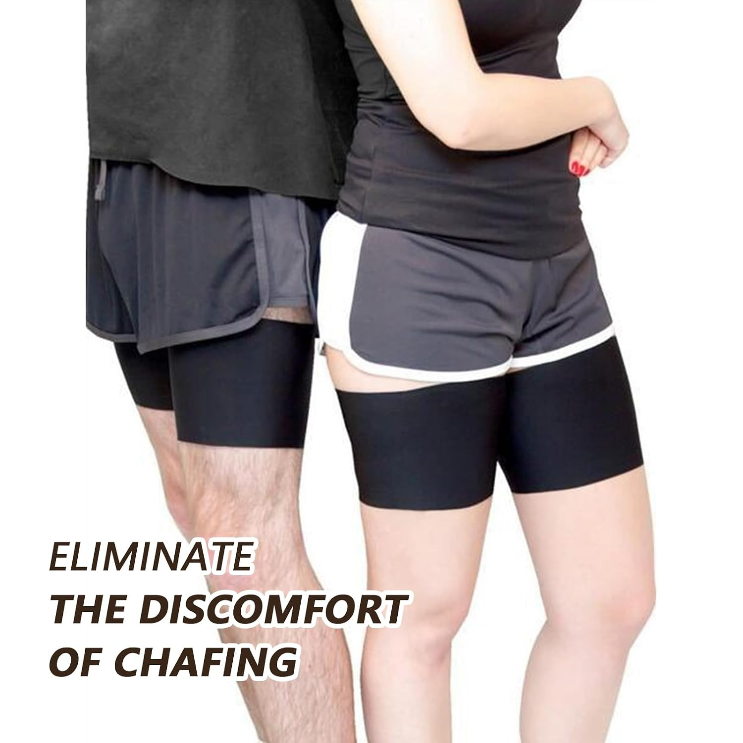 1 Pair Thigh Compression Sleeves Adjustable Elastic Anti Chafing Bands Wraps