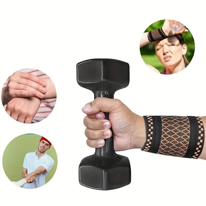Copper Wrist Compression Brace (4Pcs), Elastic Wrist Support Sleeve Wrist Braces
