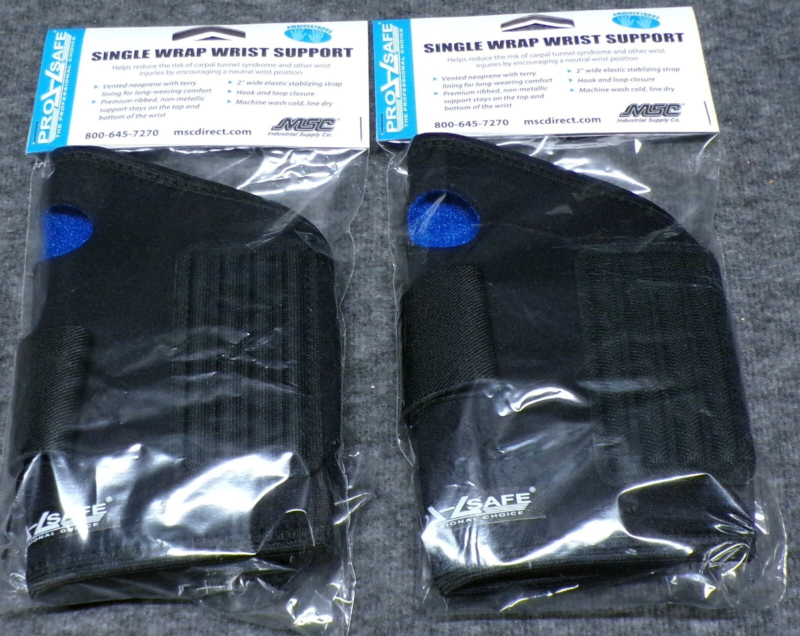 Lot of 2 Pro-Safe Single Wrap Wrist Support XL 7 5/8″ – 8 3/8″