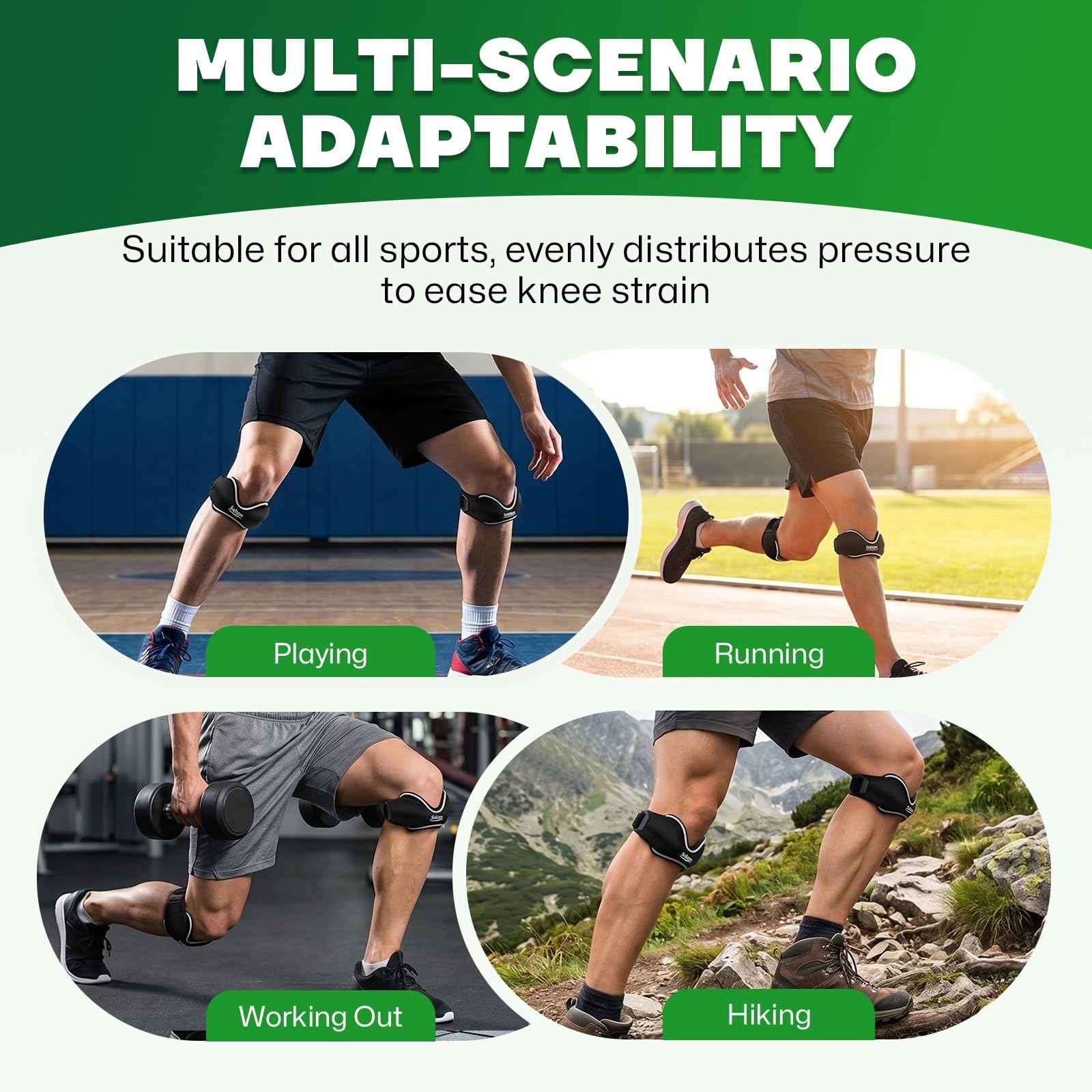 Adjustable Patellar Tendon Support Strap – Silicone Knee Brace for Pain Relief,