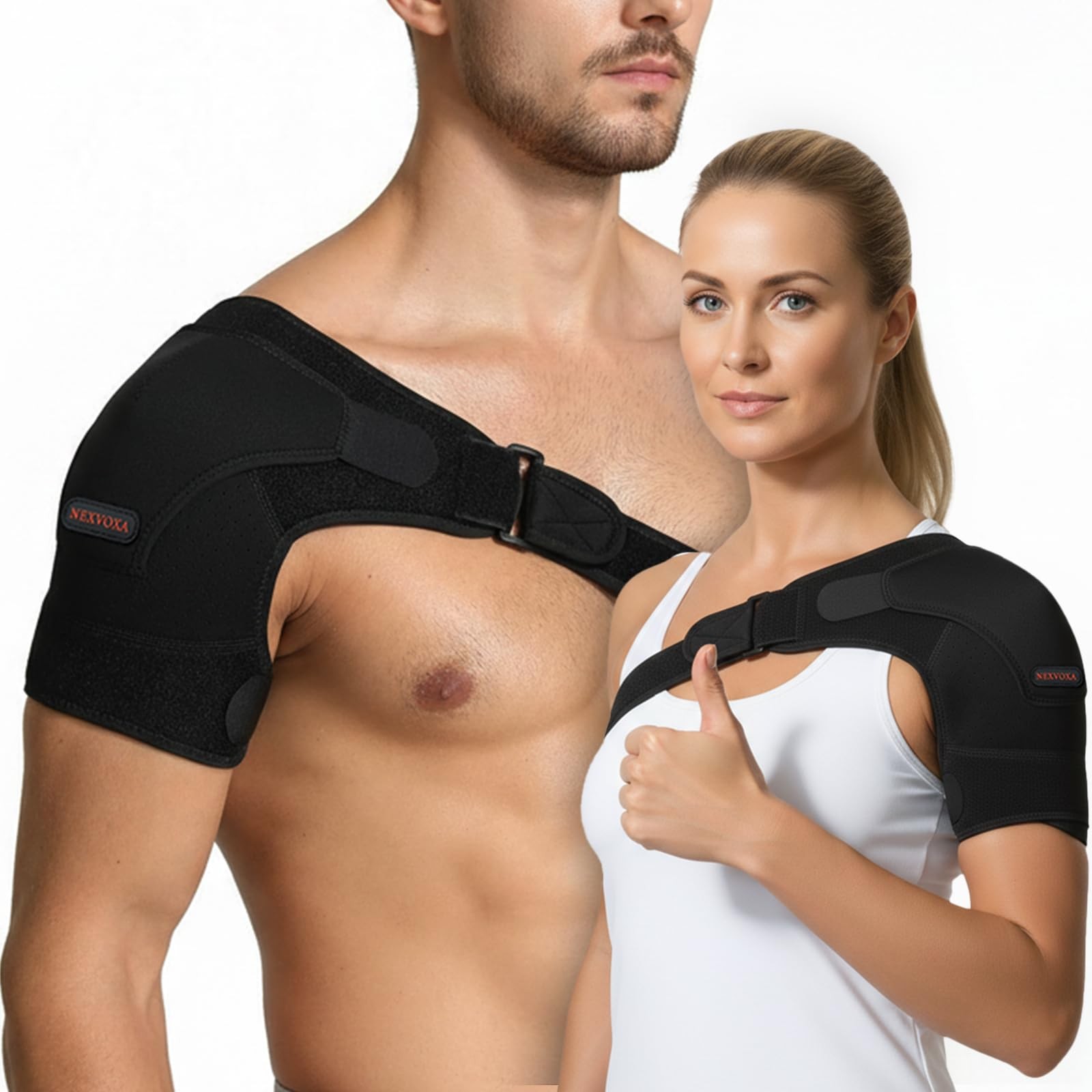 NEXVOXA 1 PC Shoulder Brace for Men and Women Pain Relief – S, Black