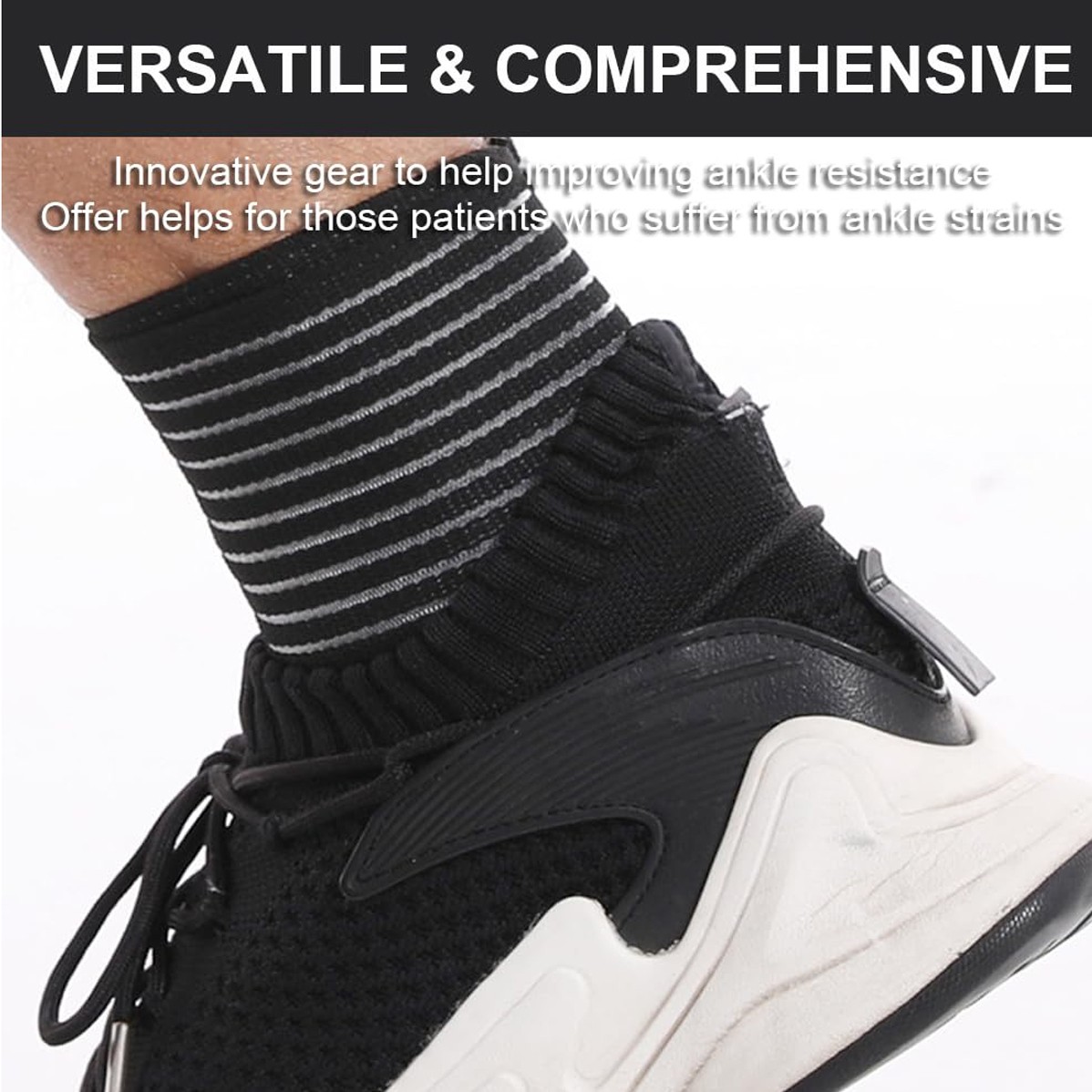 Ankle Brace, Adjustable Compression Support Wrap for Men & Women Fits in Shoes