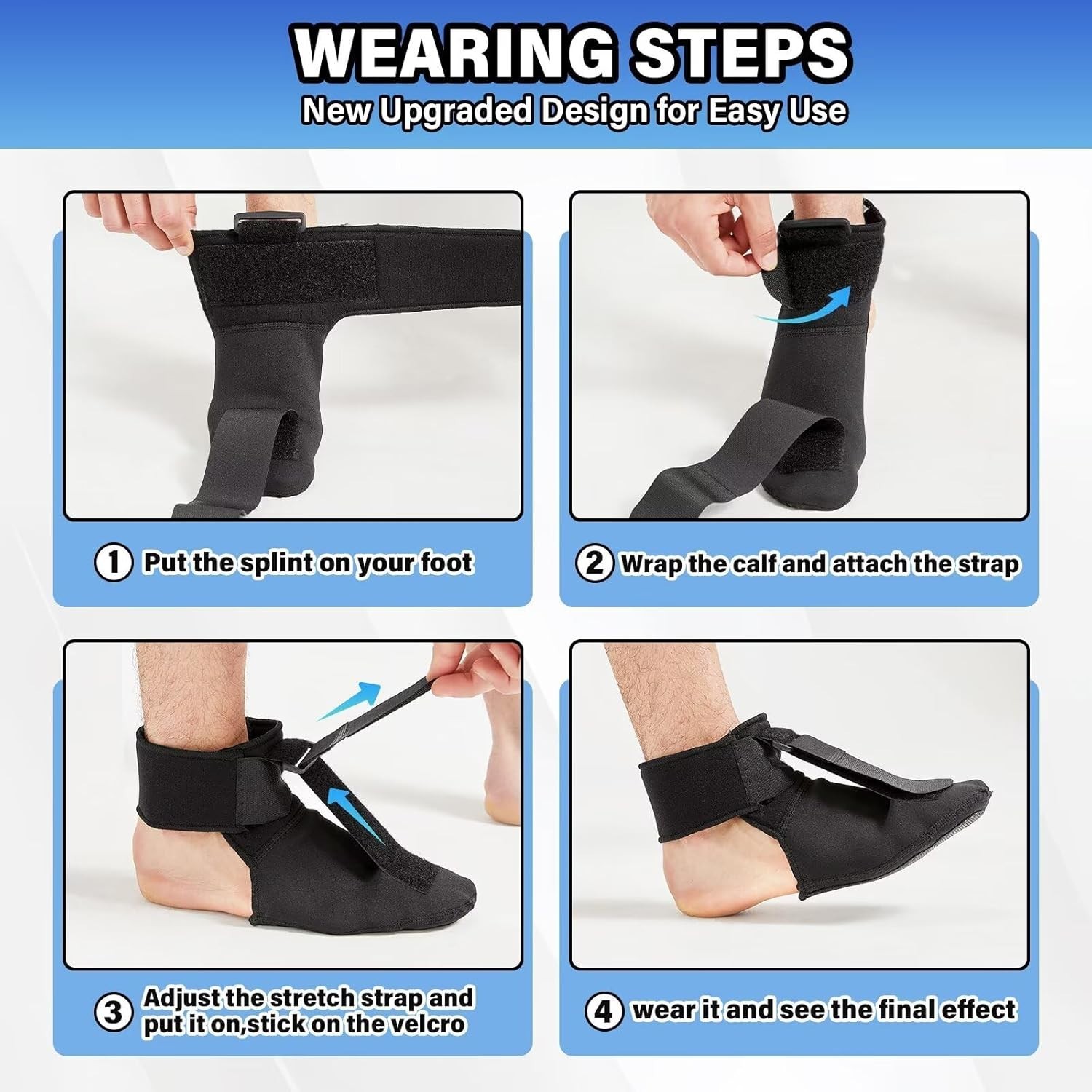 Plantar Fasciitis Night Splint Adjustable Foot Drop Ankle Brace Support Toe Pain
