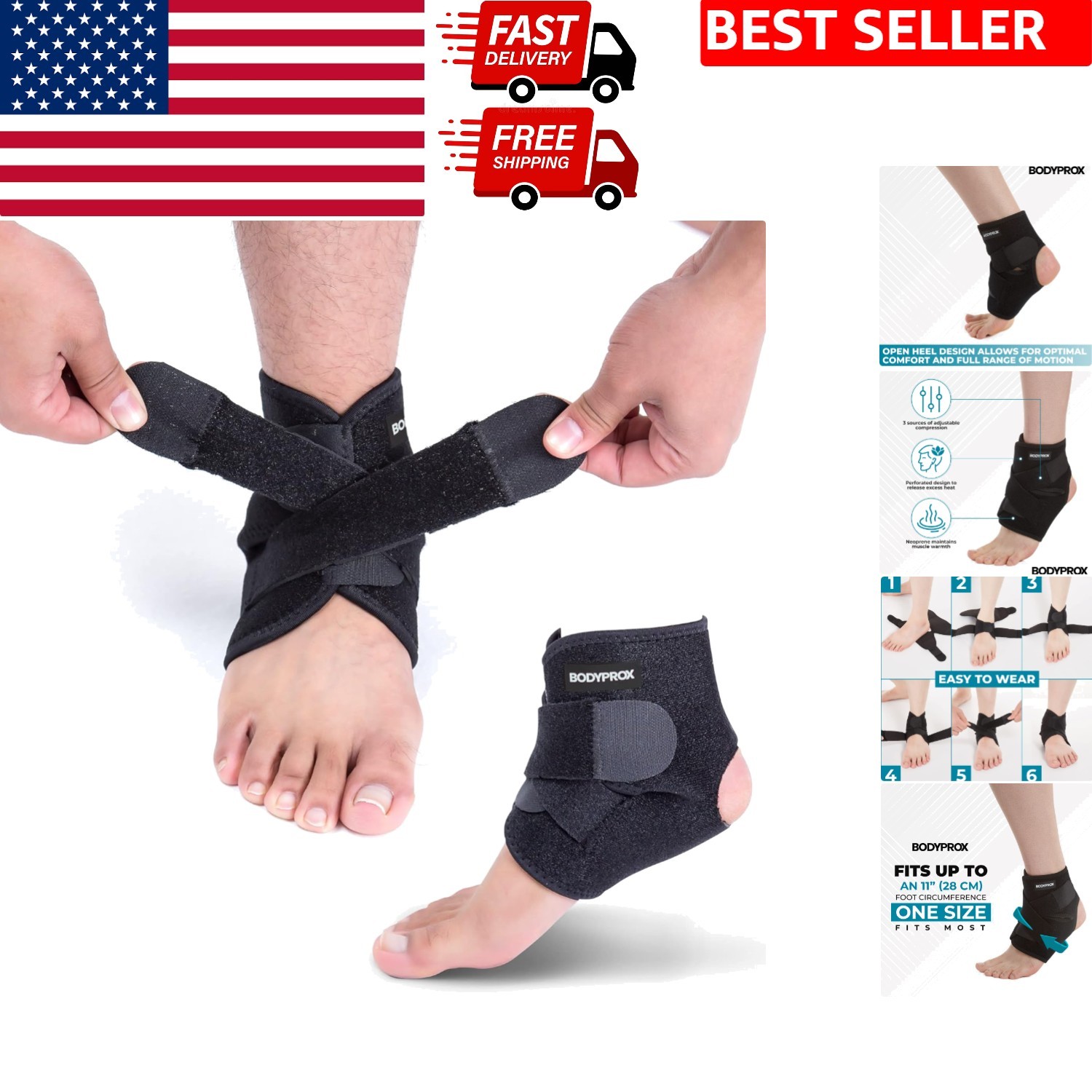 Elite Ankle Support Brace – Breathable, Adjustable Compression for Active Wear