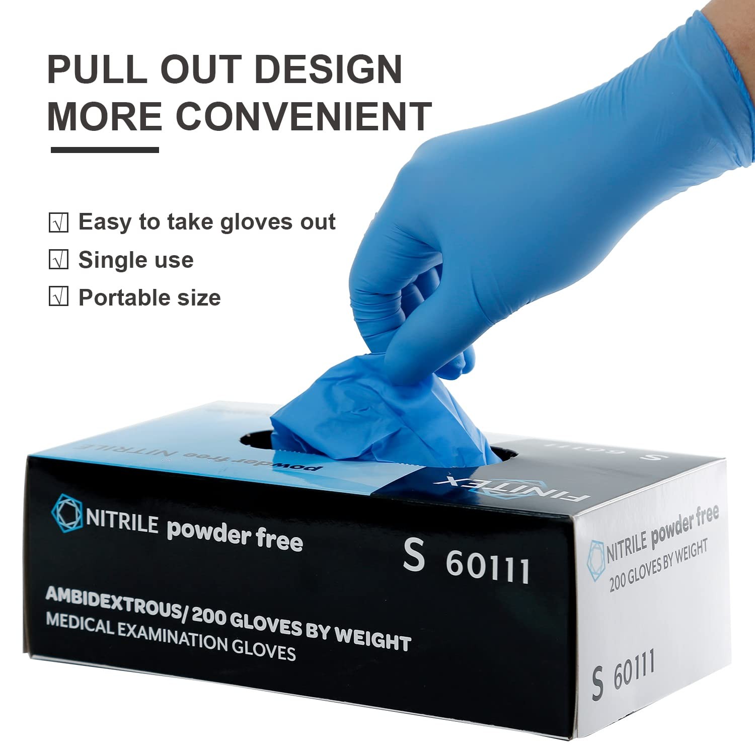 FINITEX Blue Disposable Nitrile Exam Gloves – 200 Medium (Pack of 200),