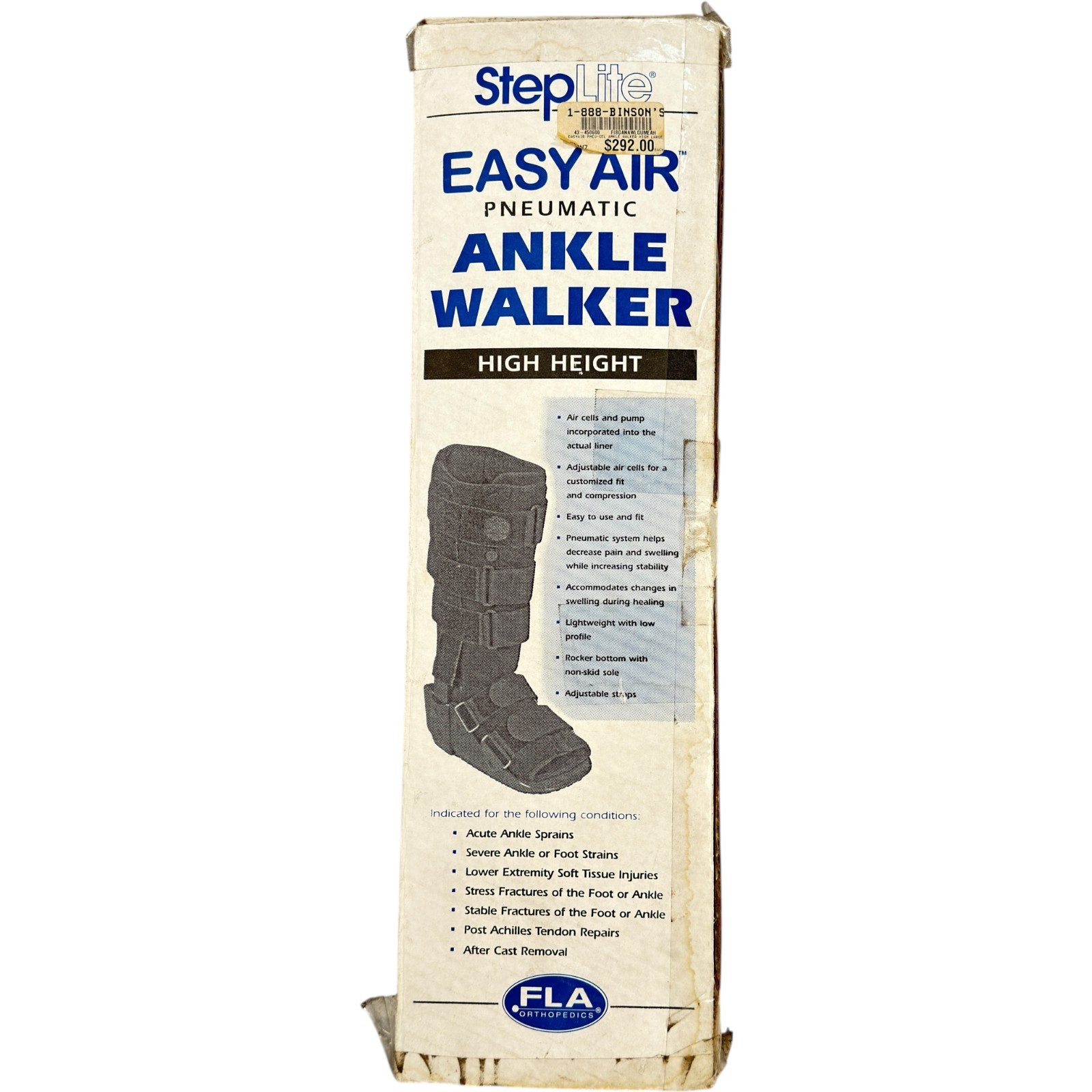 FLA Orthopedics StepLite Easy Air Pneumatic Ankle Walker Boot High Height Size L