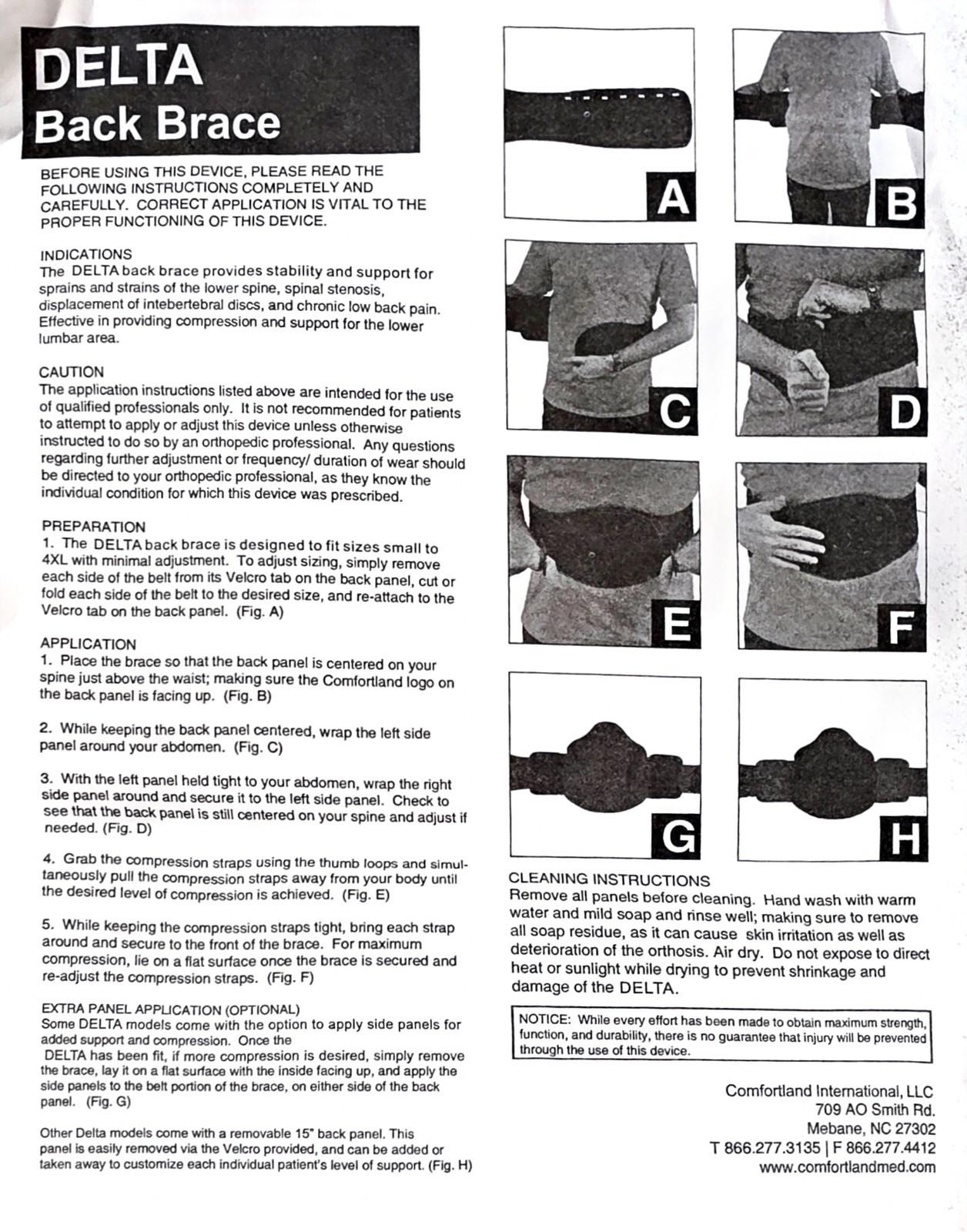 Comfortland DL-37 Delta LSO Back Waist Support Brace Universal Black Bonus Panel