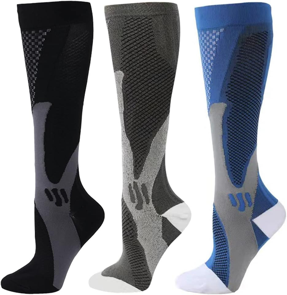 3 Pair Sport Compression Socks Men Women, Compression Stocking Nurse Socks for E