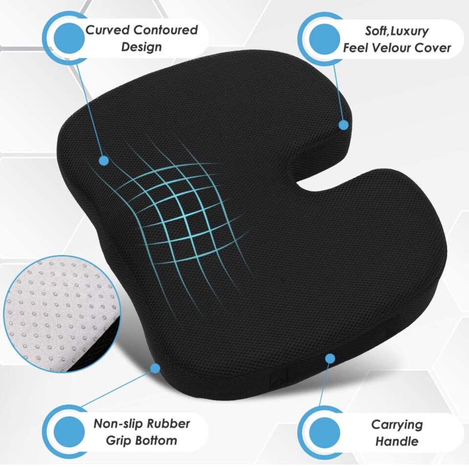 Seat Cushion & Lumbar Support Memory Foam Ergonomic Lumbar Support Pillow