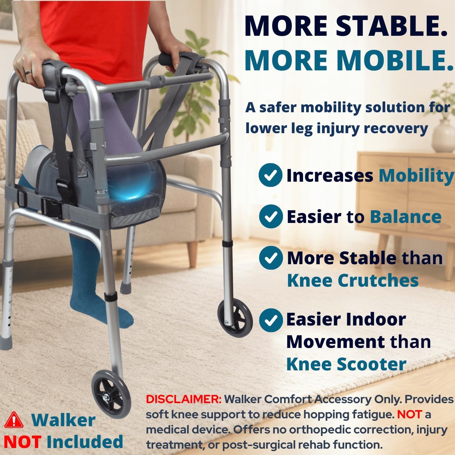 Knee Sling for Walker with Comfortable Cushion