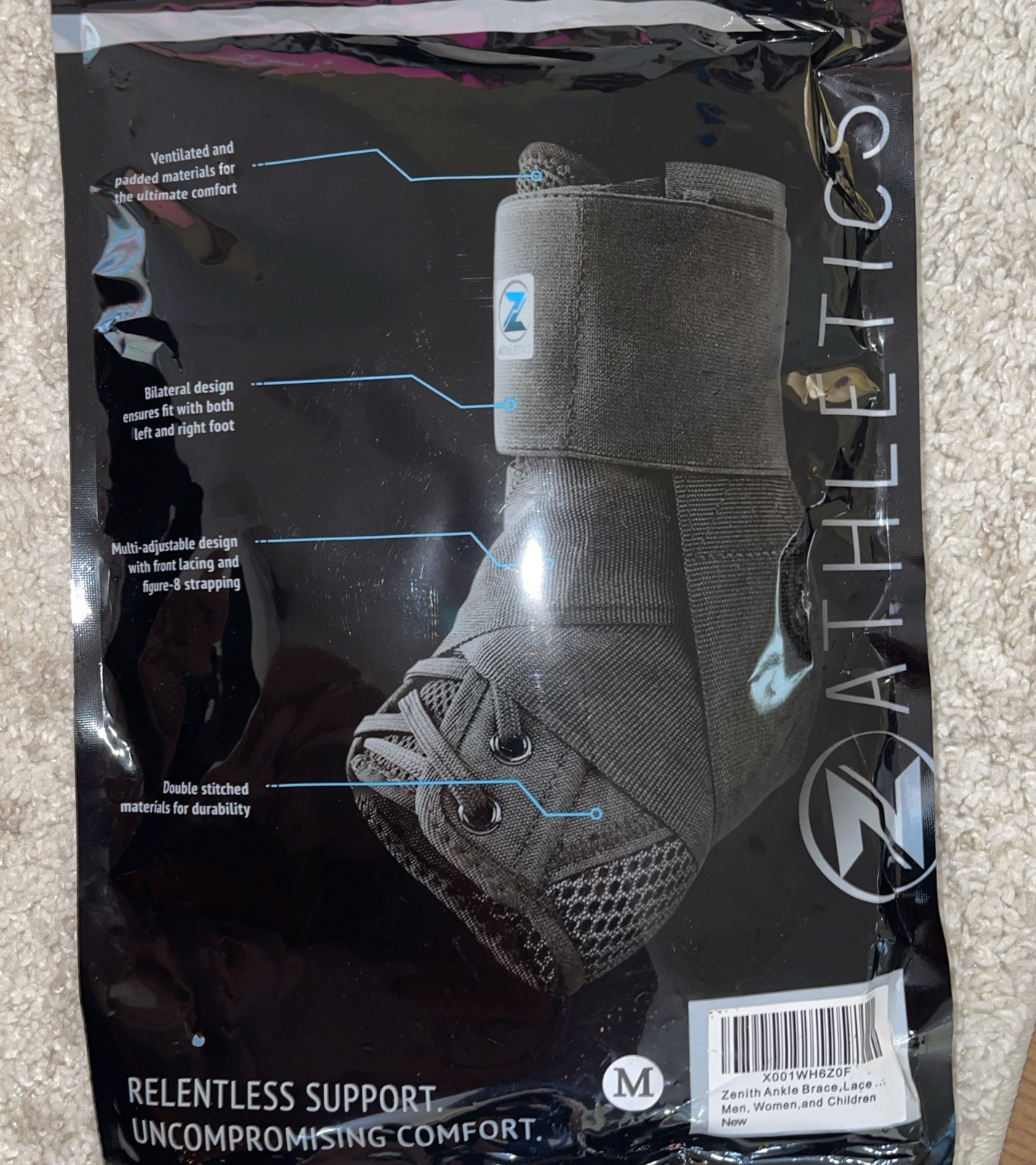 Zenith Ankle Brace, Lace up Adjustable Support – for Running, Basketball, Medium