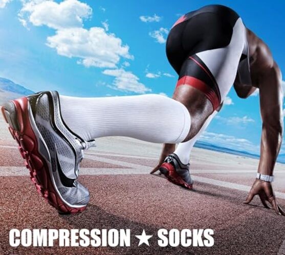Compression Socks for Women & Men Large-X-Large 05 White/White/White