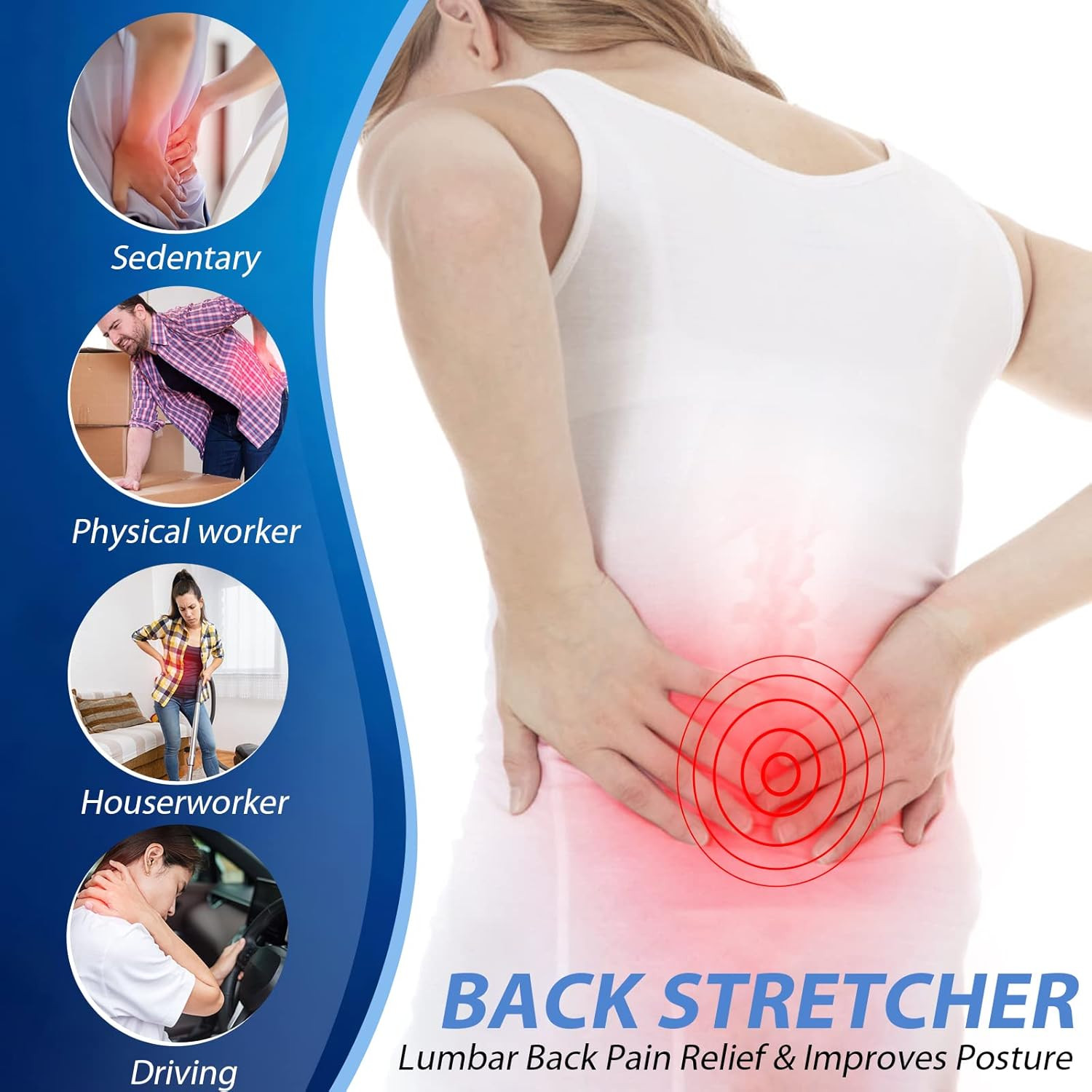 Back Stretcher for Lower Back Pain Relief, Multiple Level Adjustable Arch Lumbar