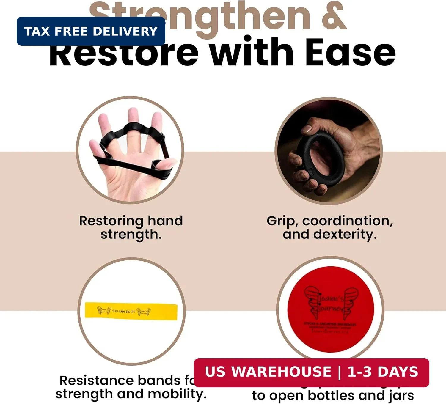Hand Therapy Kit for Stroke and Aneurysm Recovery, OT/PT Rehab Tools for Dexteri