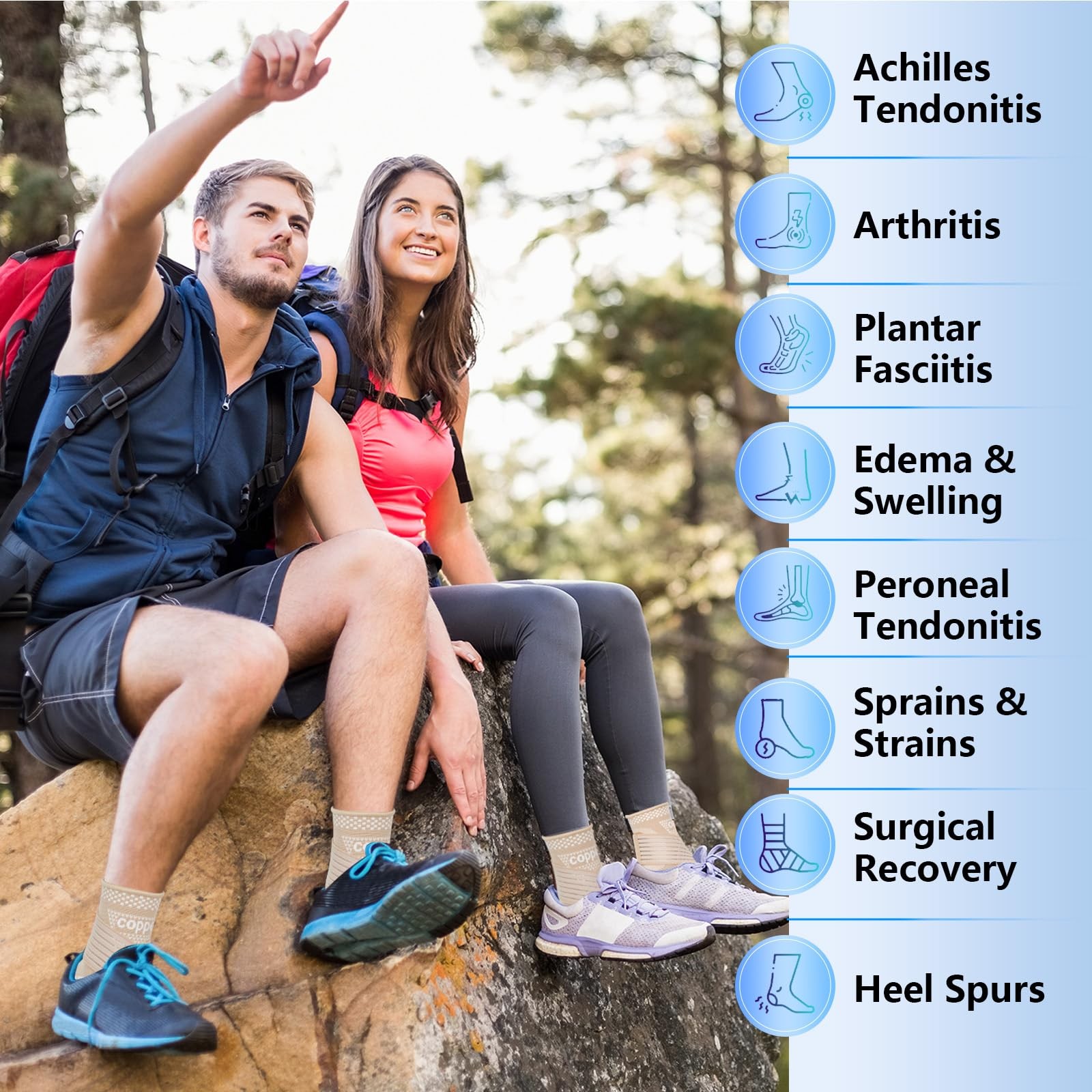DRNAIETY Copper Ankle Brace for Men & Women – 1 Pair Large, Skin Tone