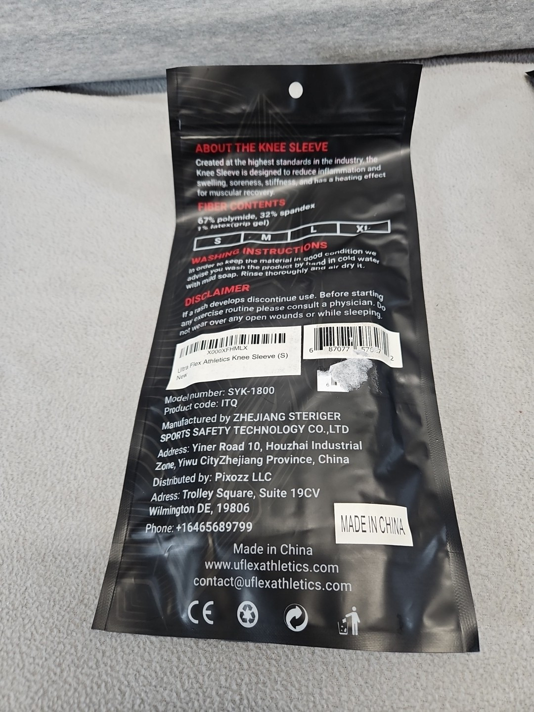 NEW ONE (1) UFLEX ATHLETICS KNEE SLEEVE BRACE SYK-1800 Small