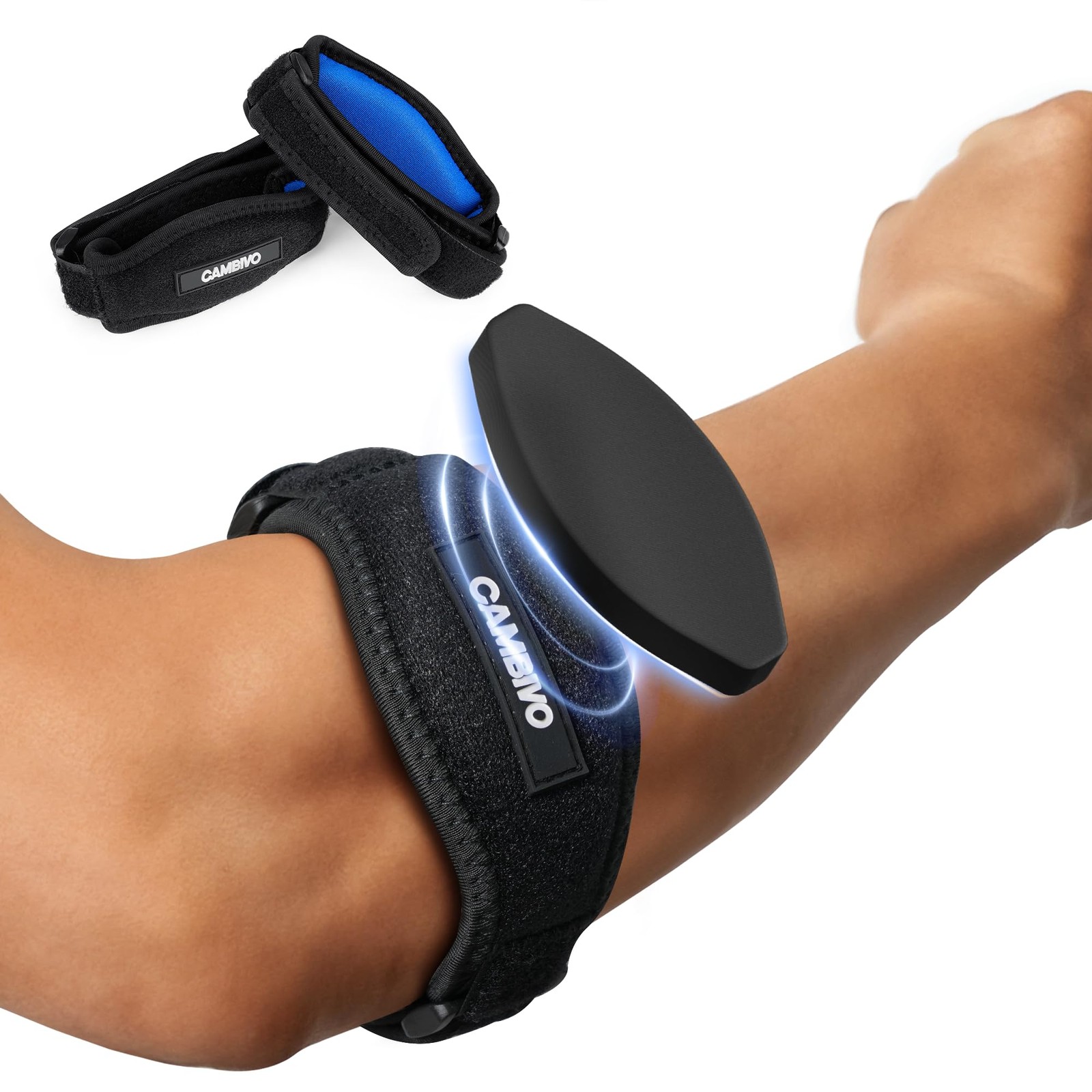 CAMBIVO 2 Pack Tennis Elbow Brace for Men & Women, 2 Count (Pack of 1), Black