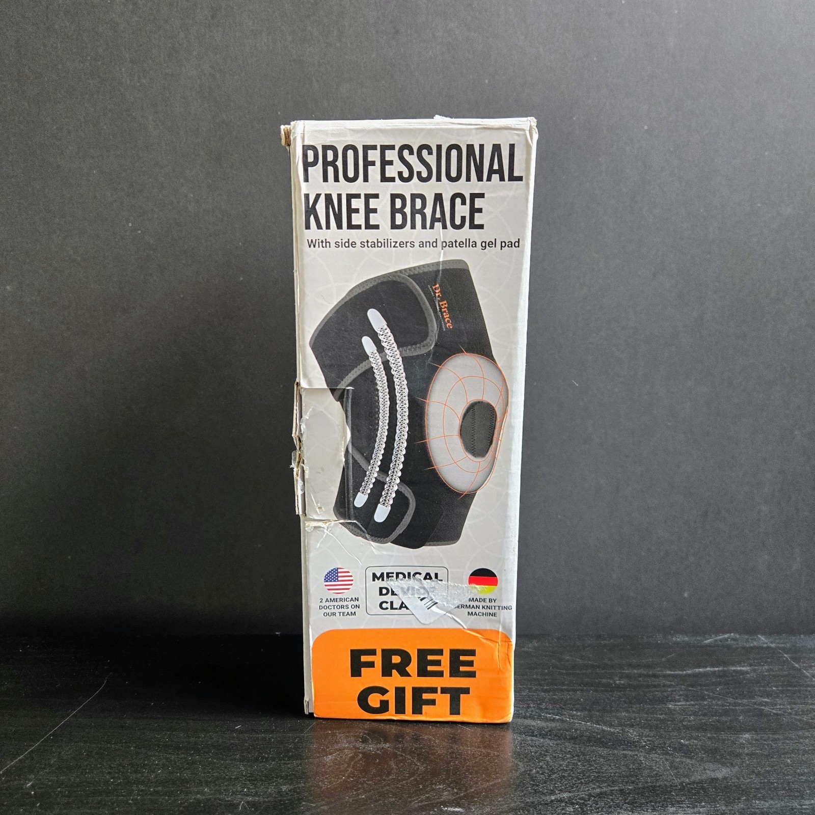 DR. BRACE Elite Knee Brace With Side Stabilizers & Patella Gel Pad Size L