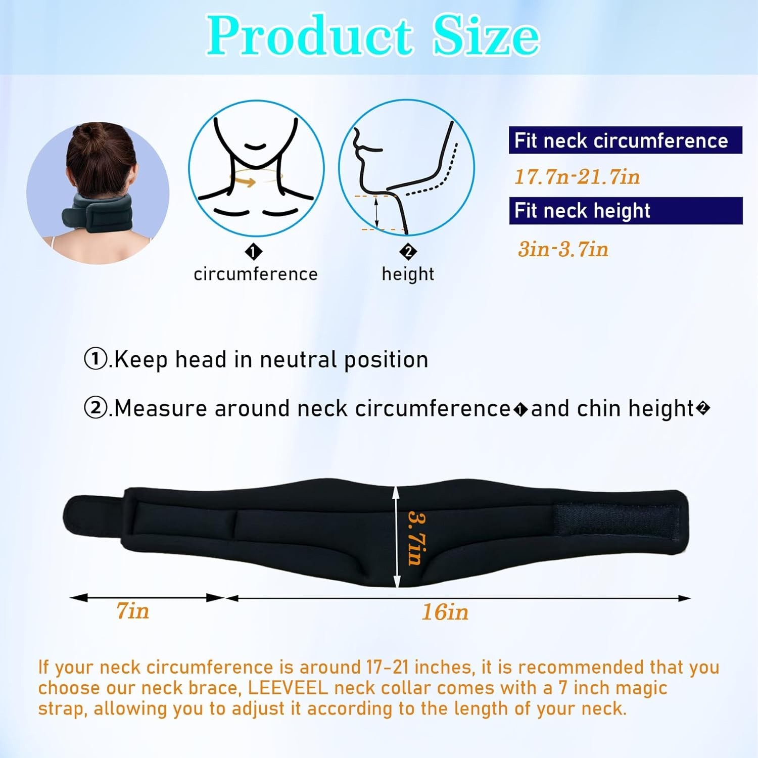 Neck Pain Relief Neck Collar, Pain-Relieving Soft Foam Neck Brace, Adjustable Ne