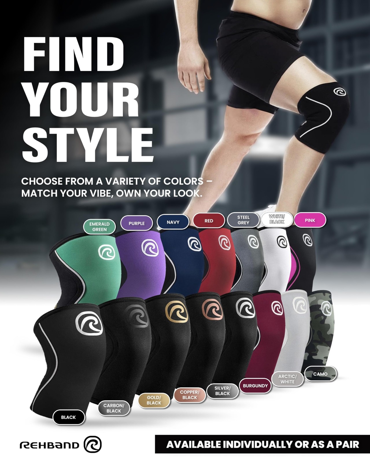 Rehband 5mm Neoprene Knee Sleeves for Powerlifting, Training, Medium