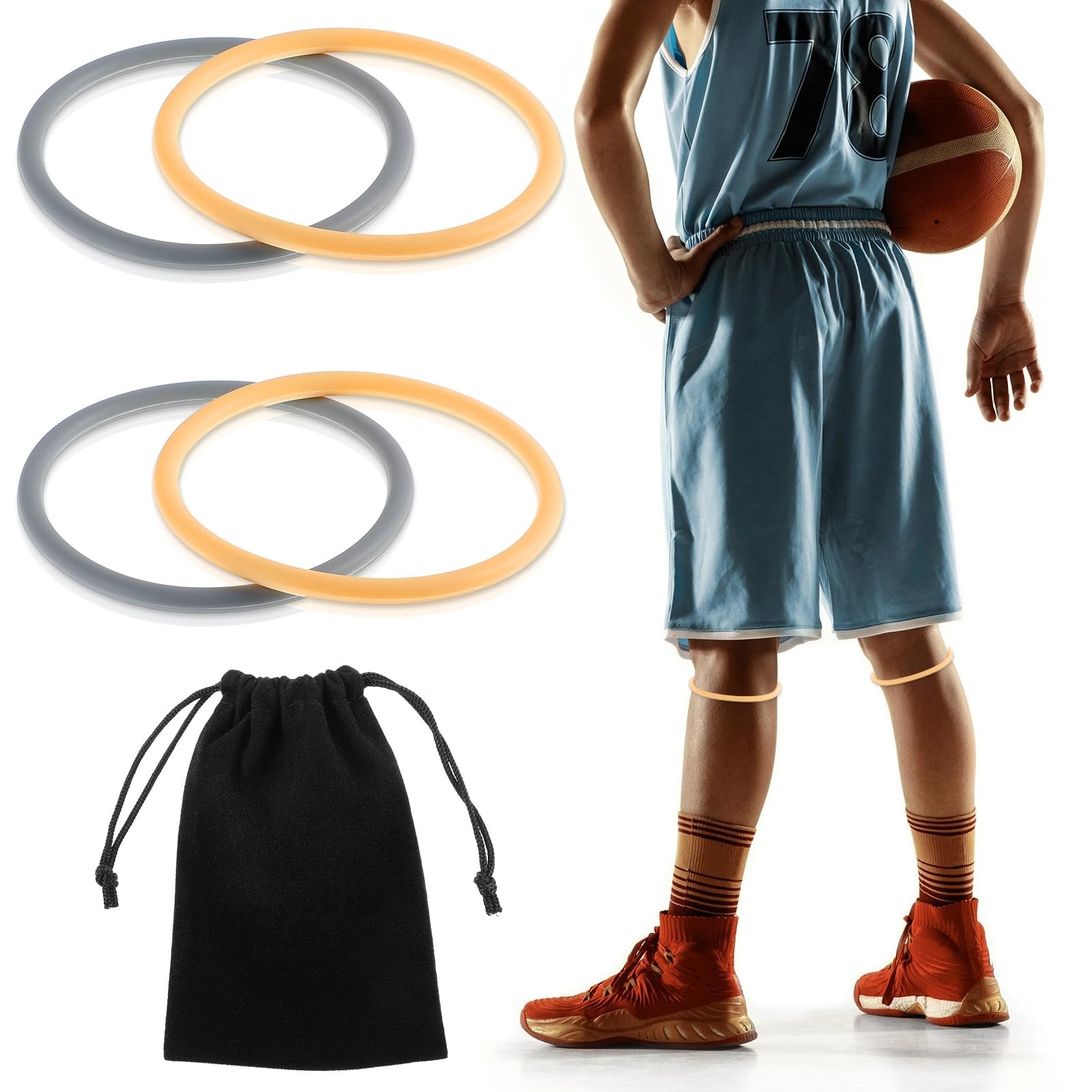 Silicone Knee Bands 4 PCS Patella Support Straps for Sports & Pain Relief NEW