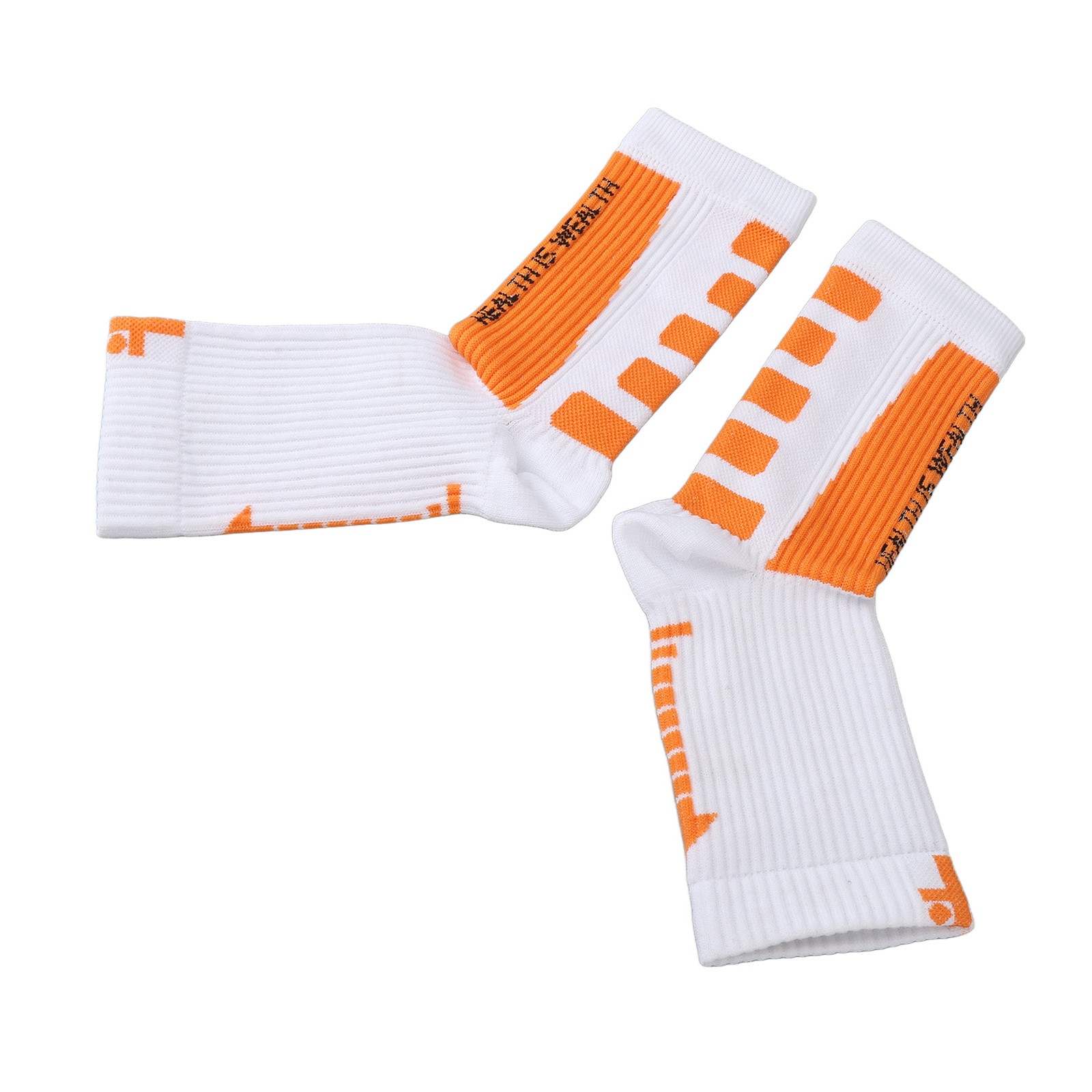 White and Orange Sports Heel Socks Ankle Protection Foot Sleeve Support WT