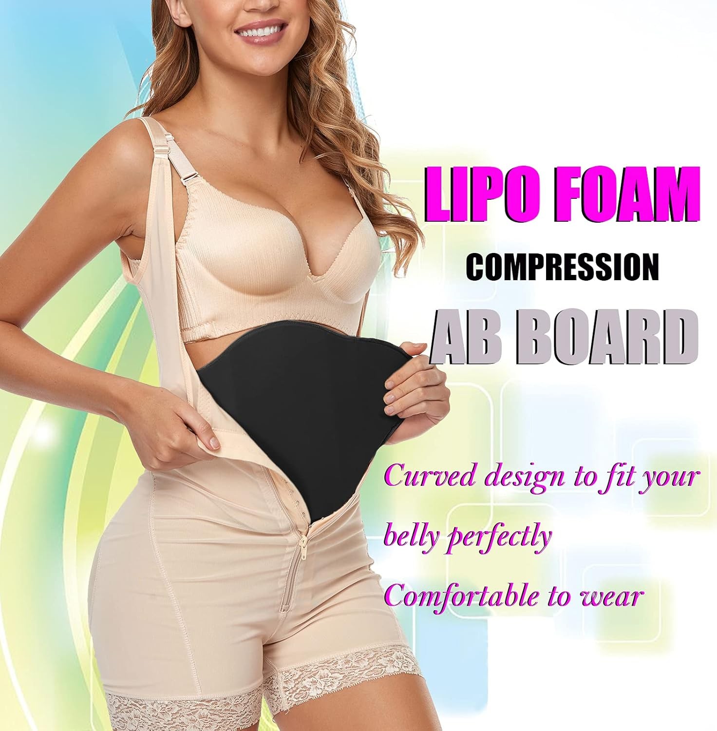 Moolida Lipo Foam Compression Ab Board Post Surgery Abdominal One Size, Black