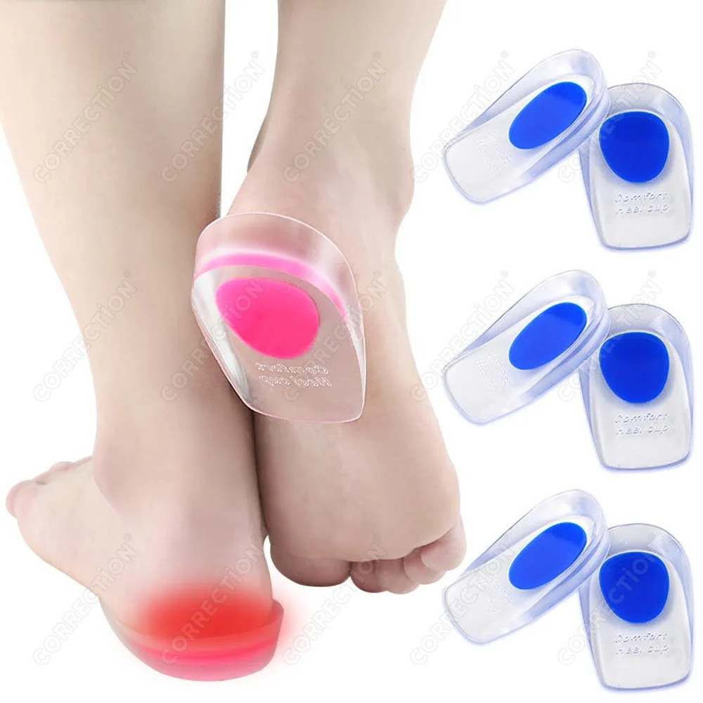 Soft Silicone Gel Insoles for Heel Spurs Pain Foot Cushion Foot Massa