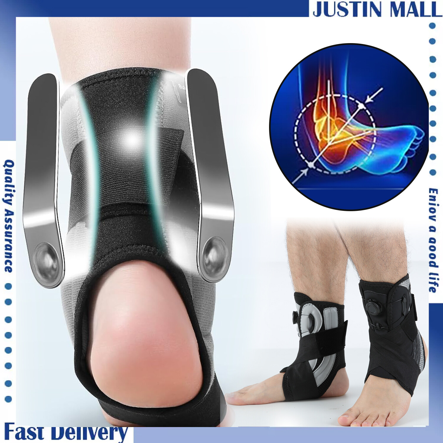 ANKLE BRACE COMPRESSION SUPPORT STABILIZER WRAP Sprain PAIN RELIEF FOOT US