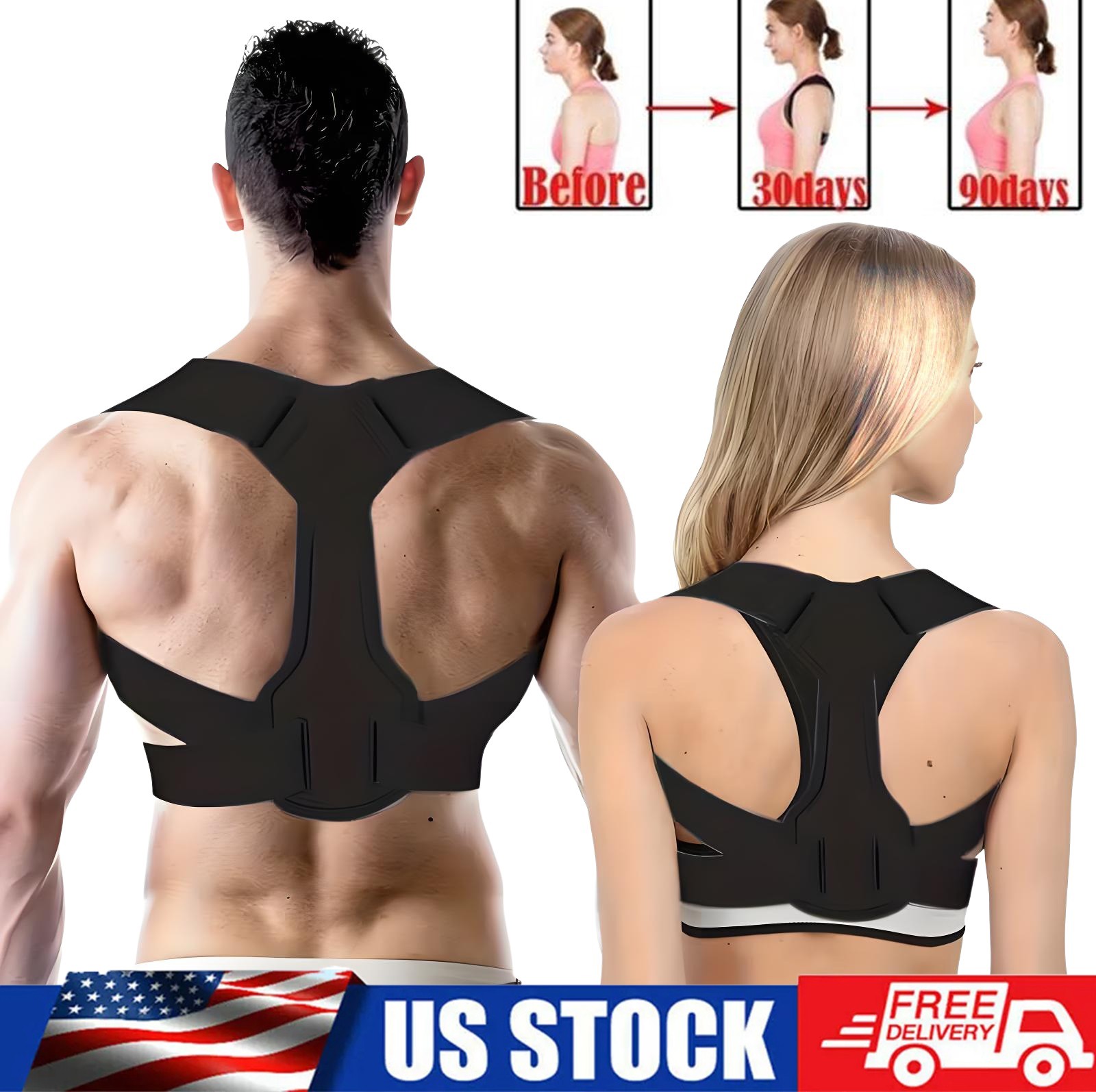 S/M/L Posture Corrector, Adjustable Upper Back Brace for Clavicle Support Unisex