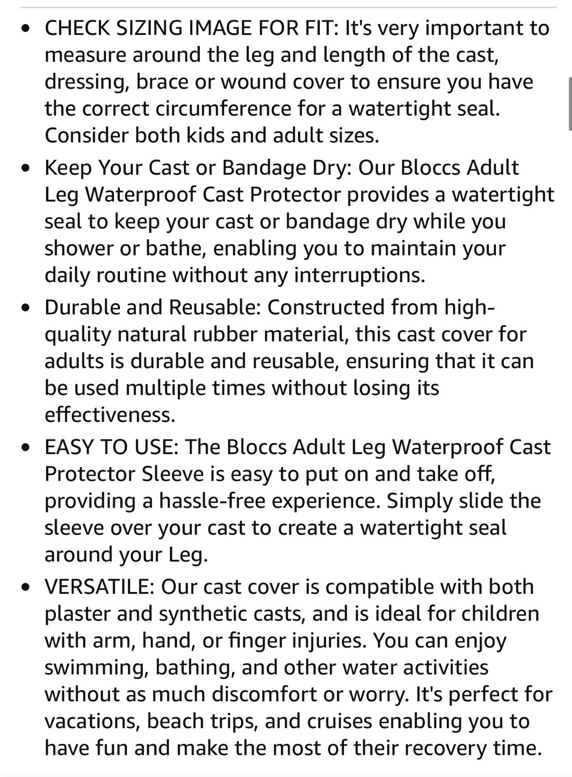 Bloccs Waterproof Cast Cover Adult large