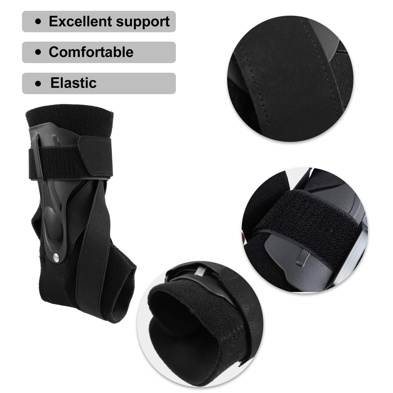Ankle Support Elastic Brace Compression Sport Sleeve Black L Size