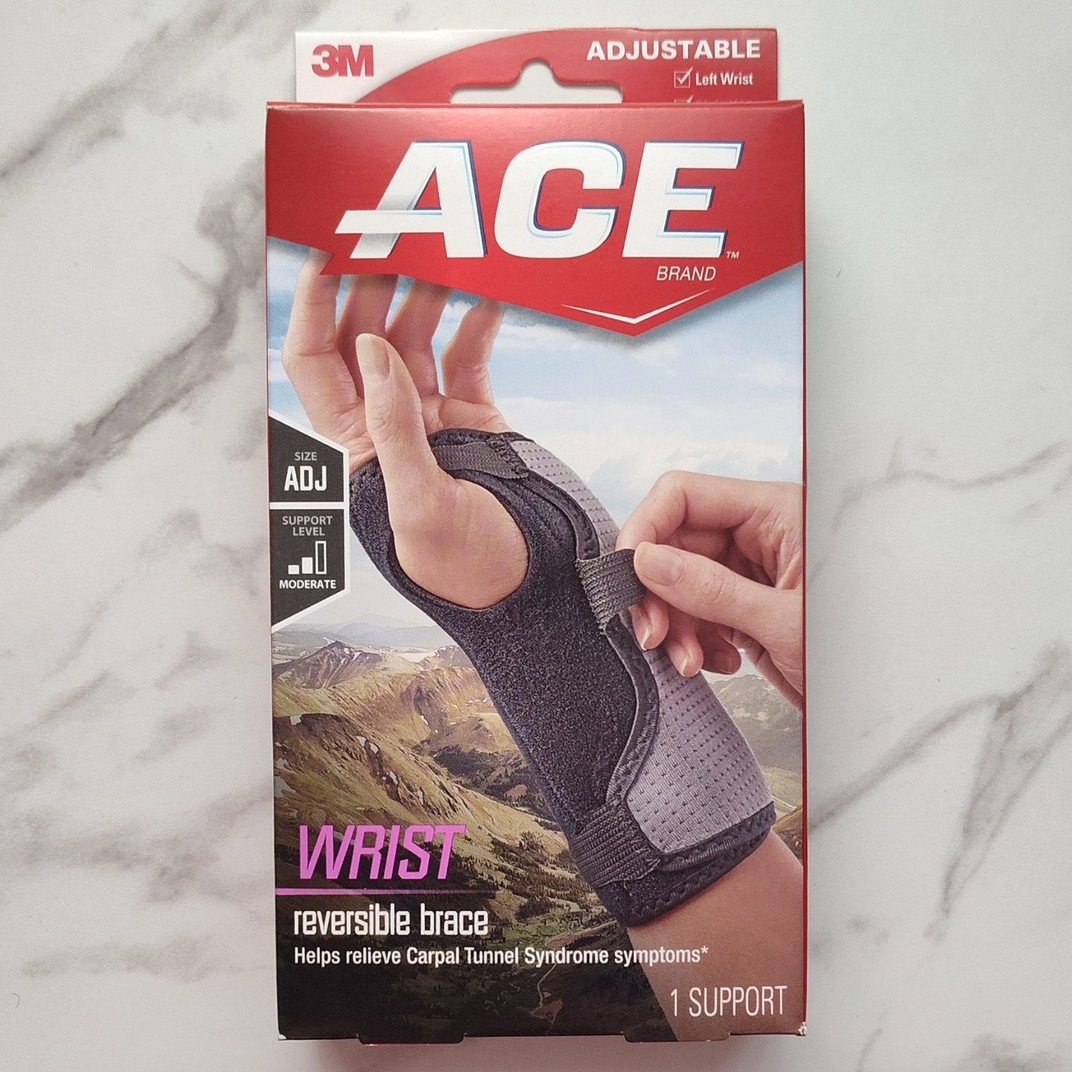 ACE 3M Adjustable Reversible Wrist Brace Left/Right Stabilization Gray/Black