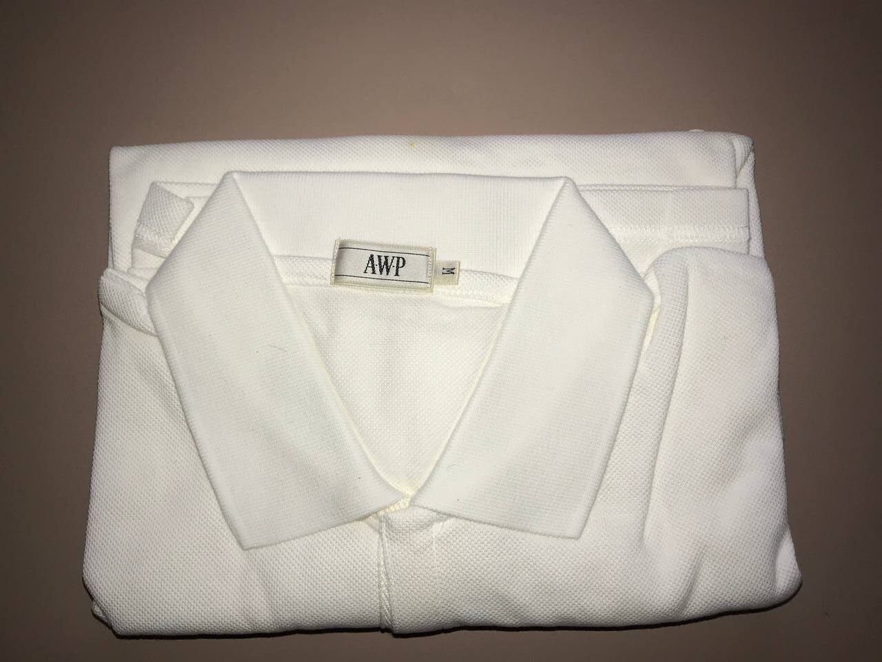 Rare Men A.W.P. white POLO Shirt size Made in Japan 100% coton Amway IV
