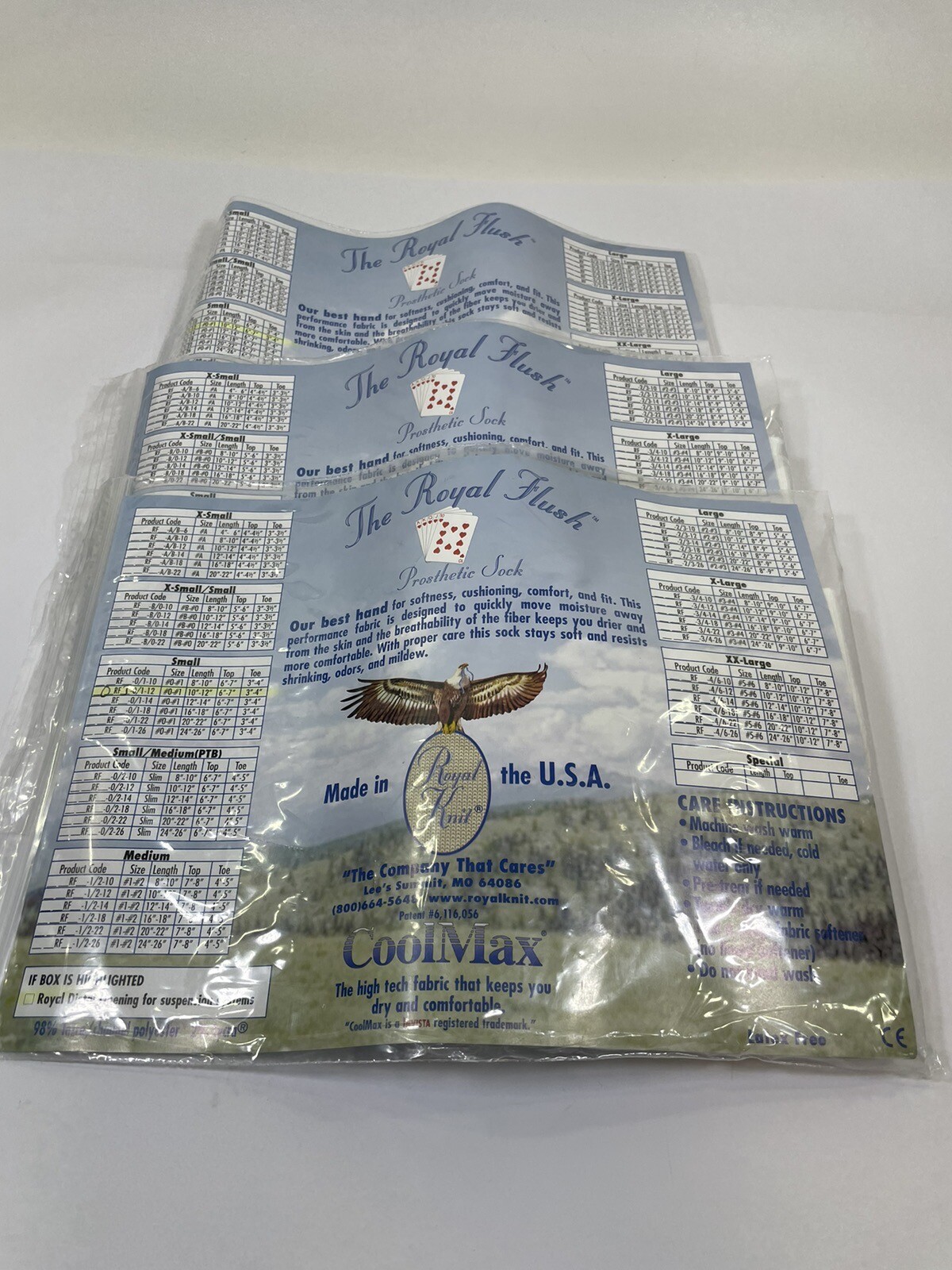 Royal Knit Prosthetic Sock COOLMAX Small 10-12” Royal Distal Opening – 3 Pack