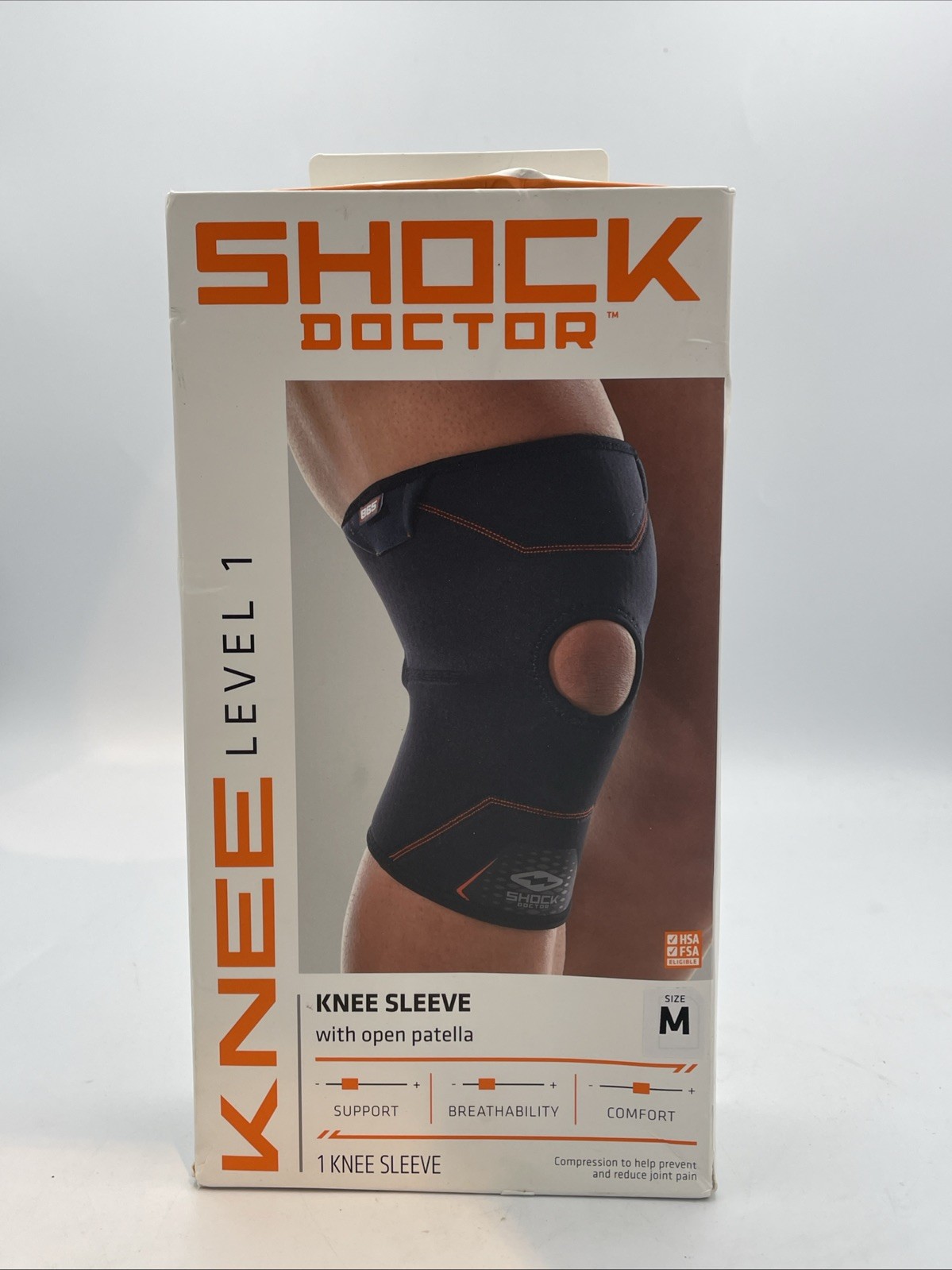 Shock Doctor Knee Compression Sleeve W/ Open Patella Coverage Level 1 – Medium M